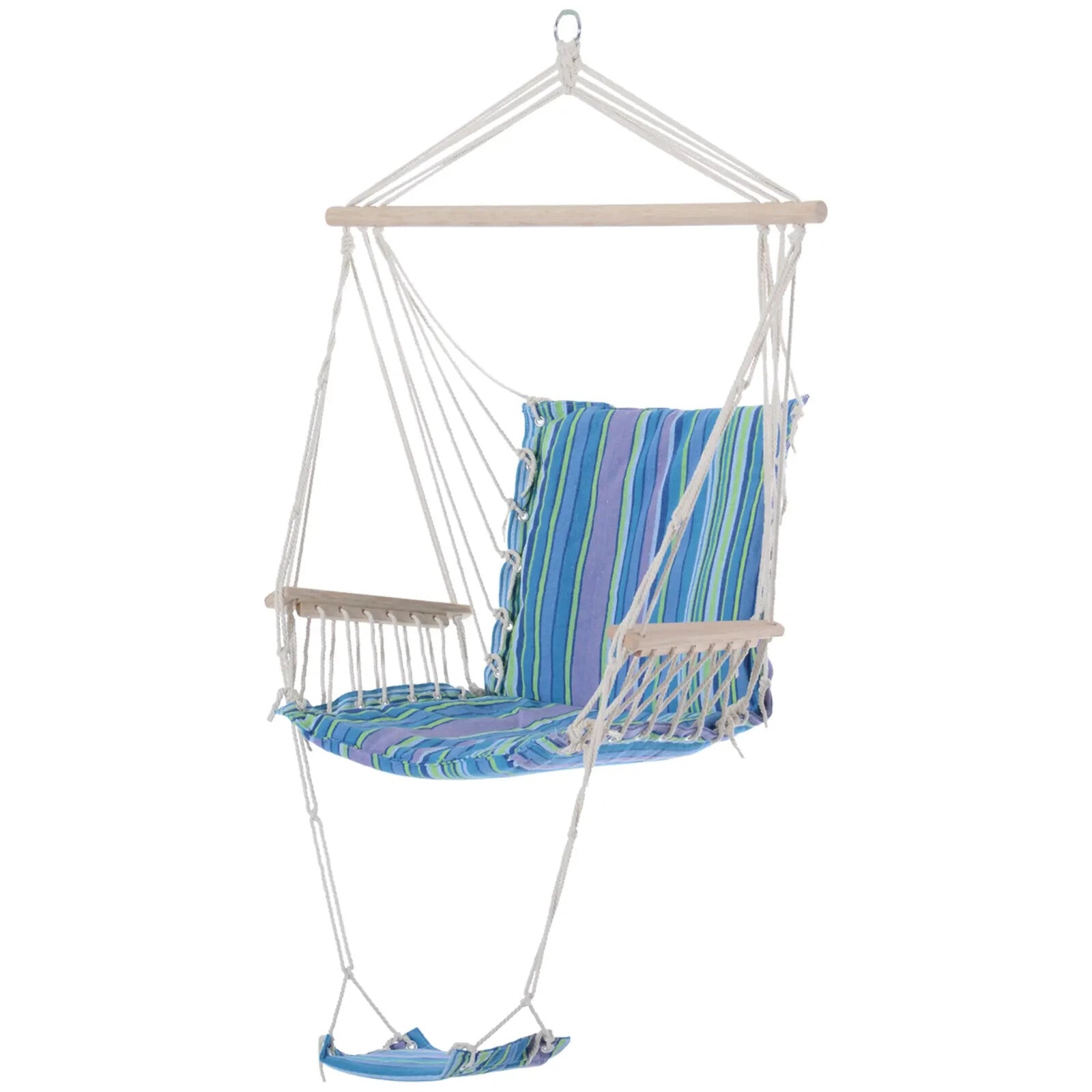 Hammock Hanging Chair with Soft Padded Cushioned Seat, Backrest & Armrests Blue - Home and Garden Furniture Shop - rustic - furniture