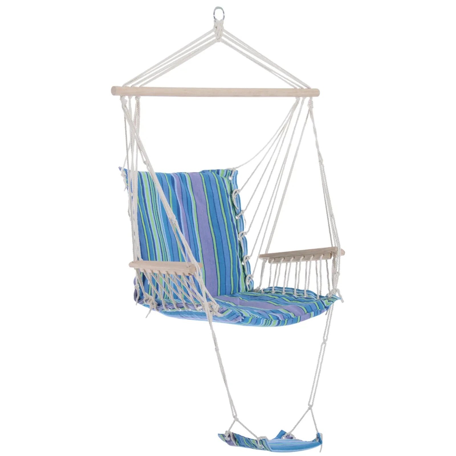Hammock Hanging Chair with Soft Padded Cushioned Seat, Backrest & Armrests Blue - Home and Garden Furniture Shop - rustic - furniture