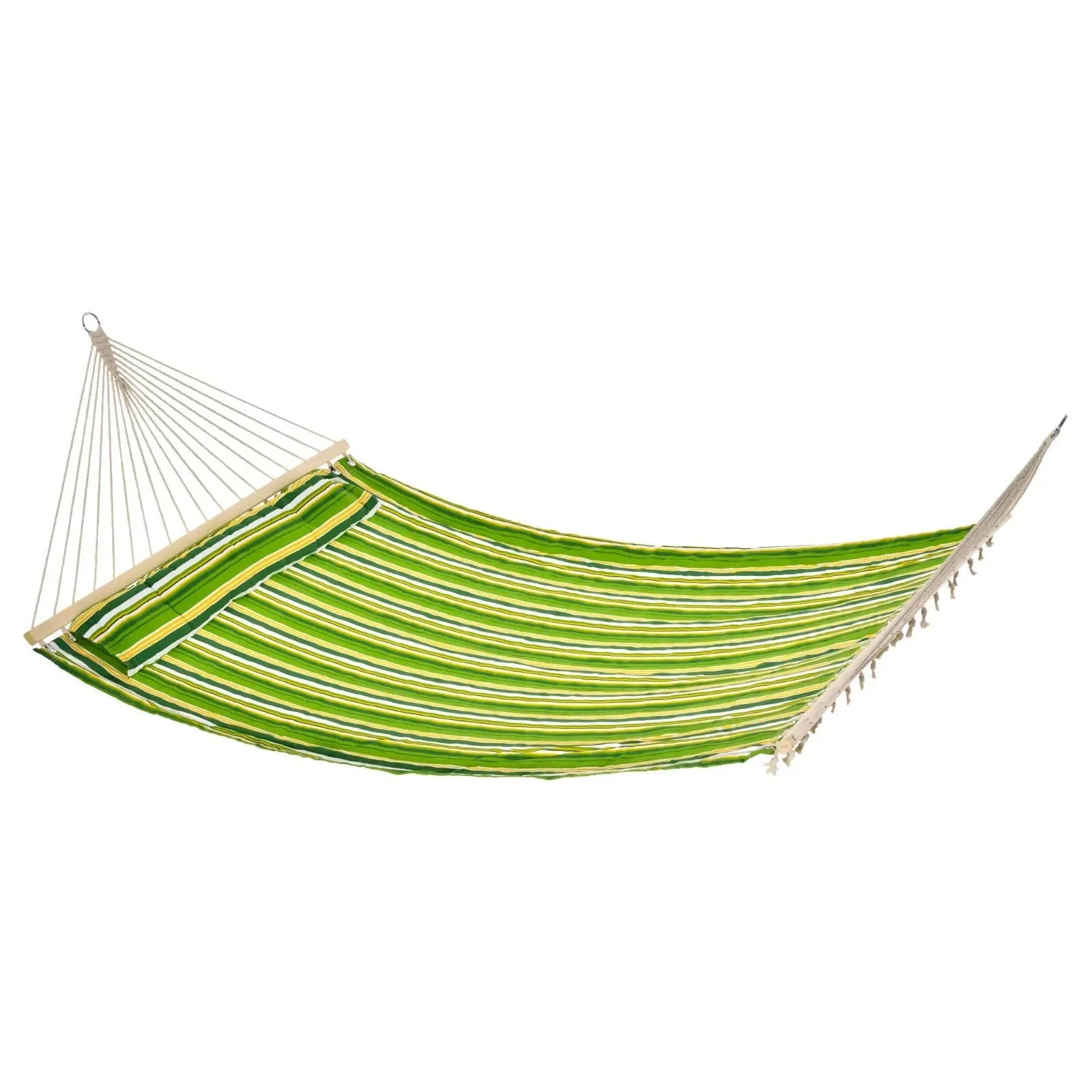 Hammock Hanging Double Cotton Design Swing Bed Portable w/ Pillow Green Striped - Home and Garden Furniture Shop - rustic - furniture