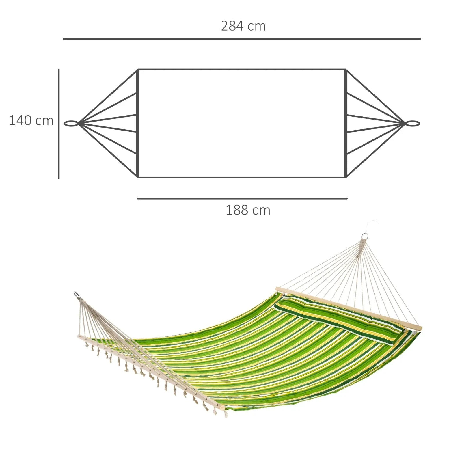 Hammock Hanging Double Cotton Design Swing Bed Portable w/ Pillow Green Striped - Home and Garden Furniture Shop - rustic - furniture