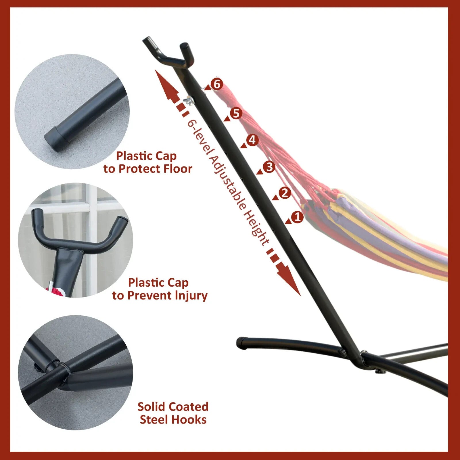 Hammock Stand Heavy Duty Metal Frame Weather - Resistant w/ 6 - Level Adjust Black - Home and Garden Furniture Shop - rustic - furniture