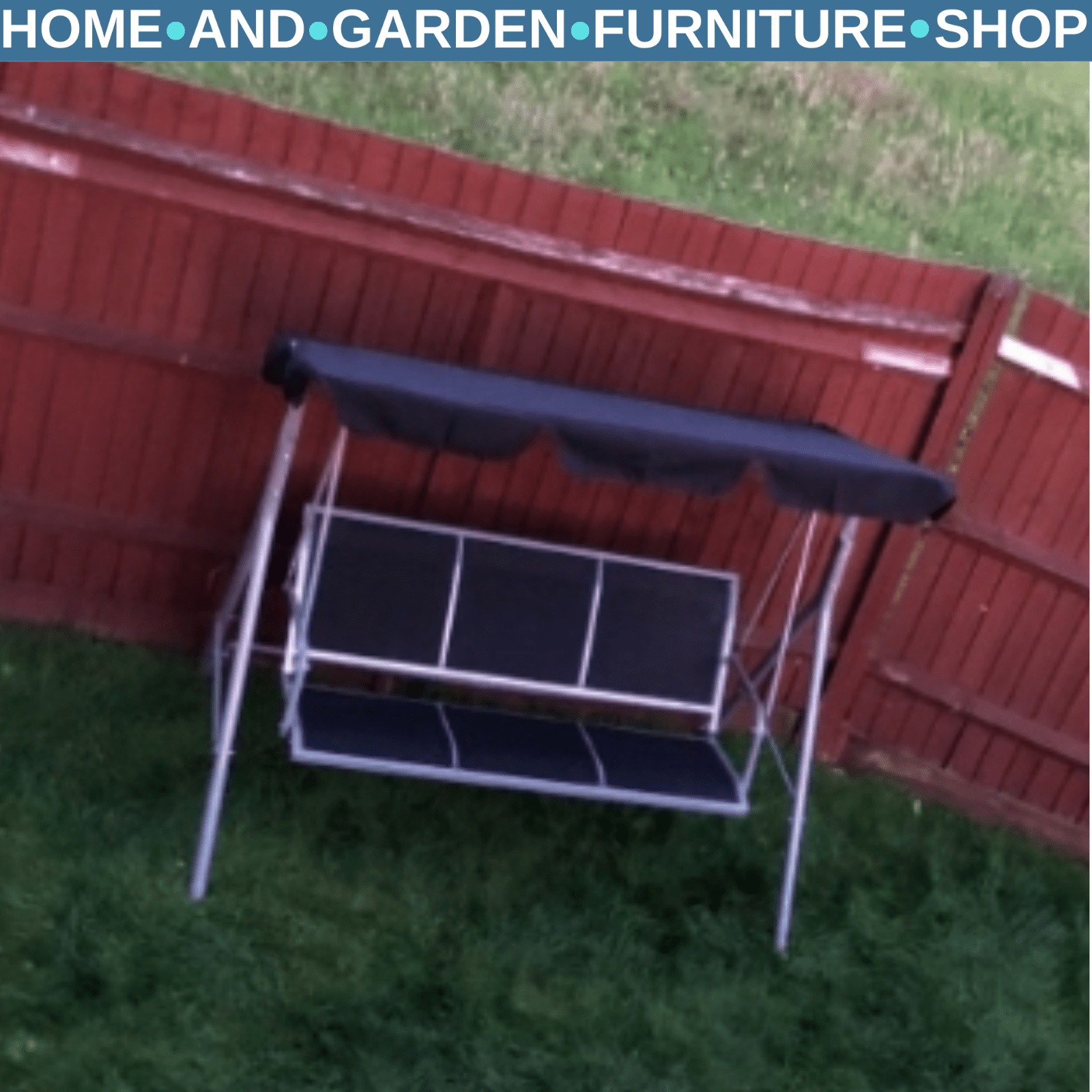 Hammock Swing Bench 3Seater Powder Coated Metal Frame w/ Adjustable Canopy Black - Home and Garden Furniture Shop - #rustic - furniture#