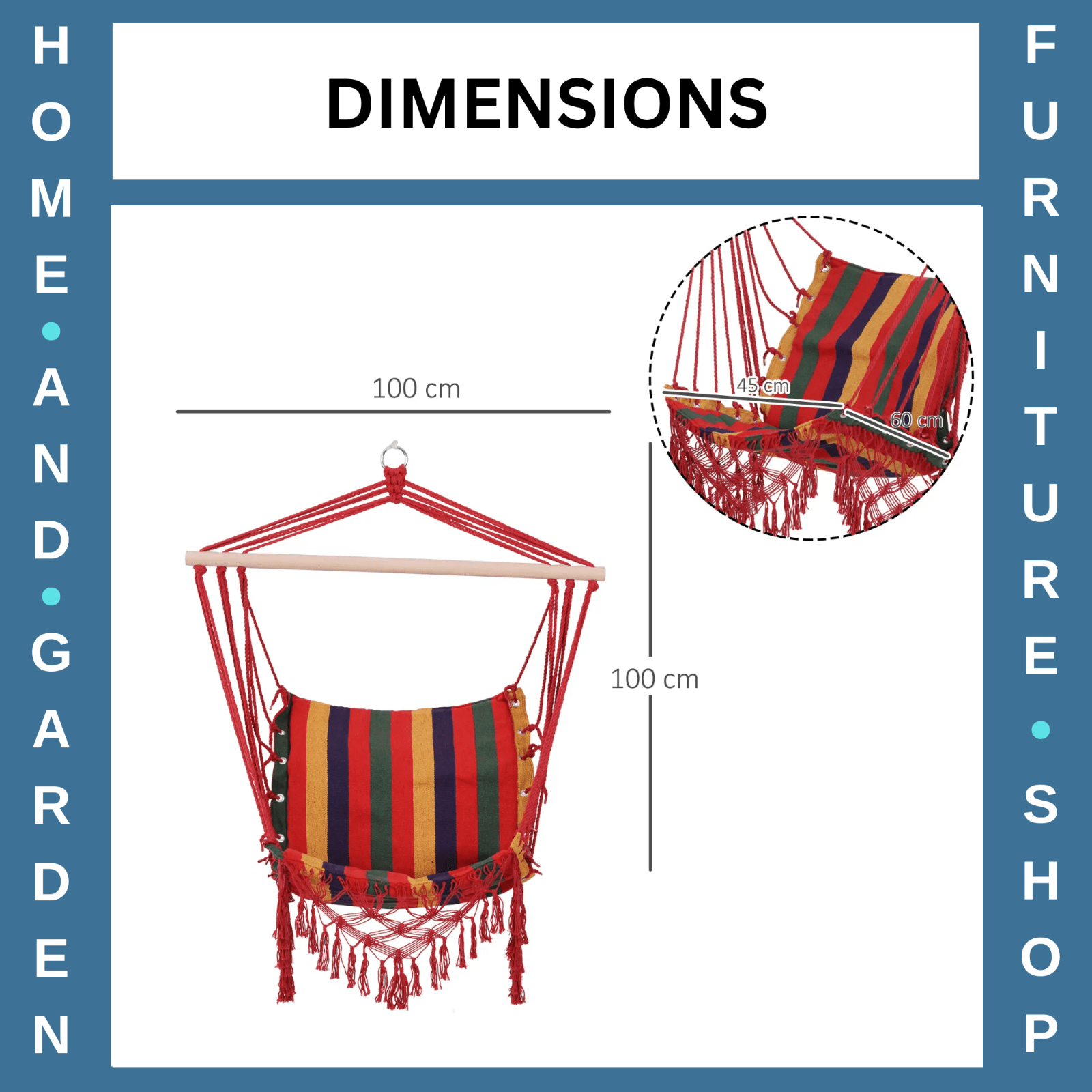 Hammock Swing Chair Colourful Striped Hanging Seat w/ Soft Tassels Multi - Colour - Home and Garden Furniture Shop - #rustic - furniture#