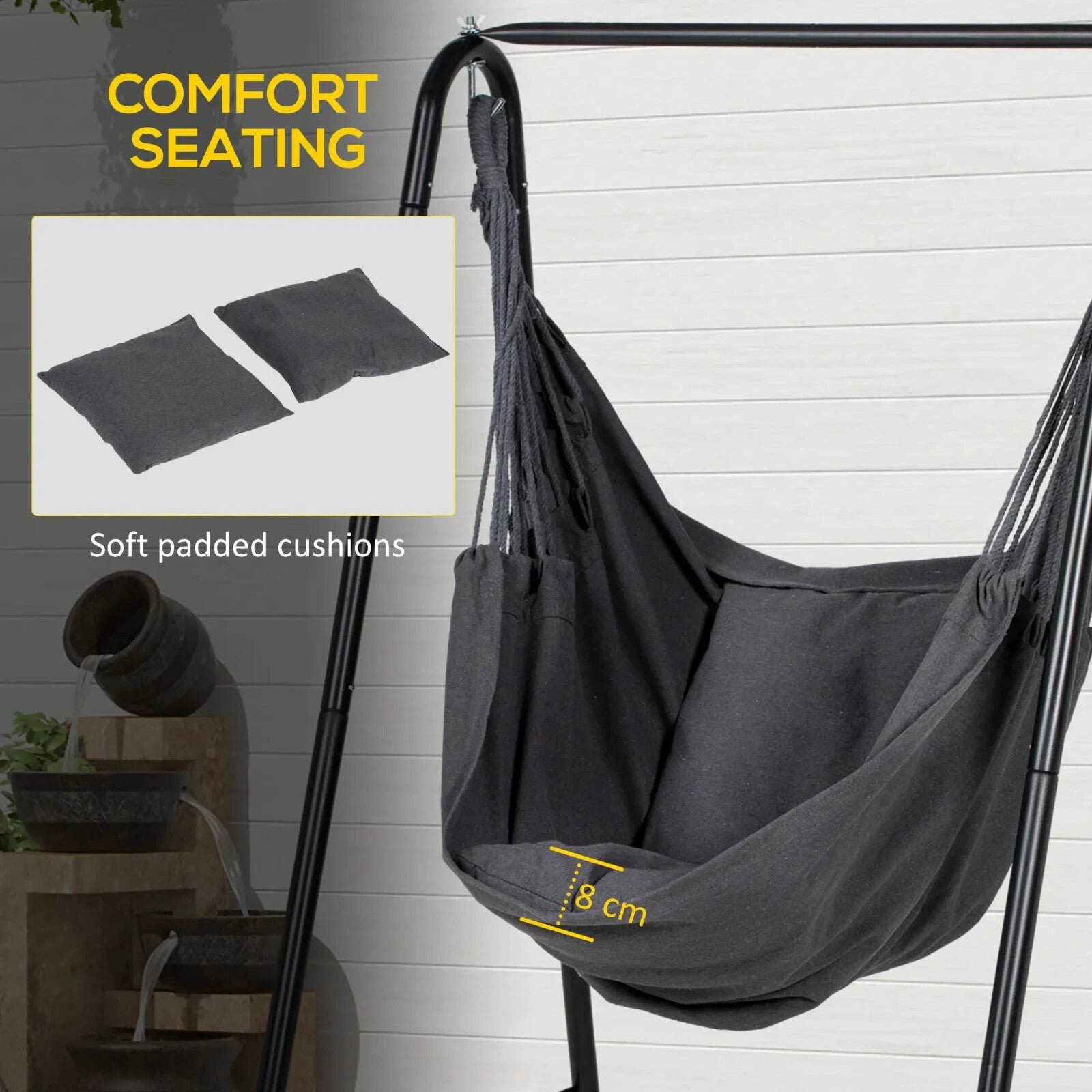Hammock Swing Chair with Stand and Cushion Comfortable Outdoor Hanging Seat - Home and Garden Furniture Shop - rustic - furniture