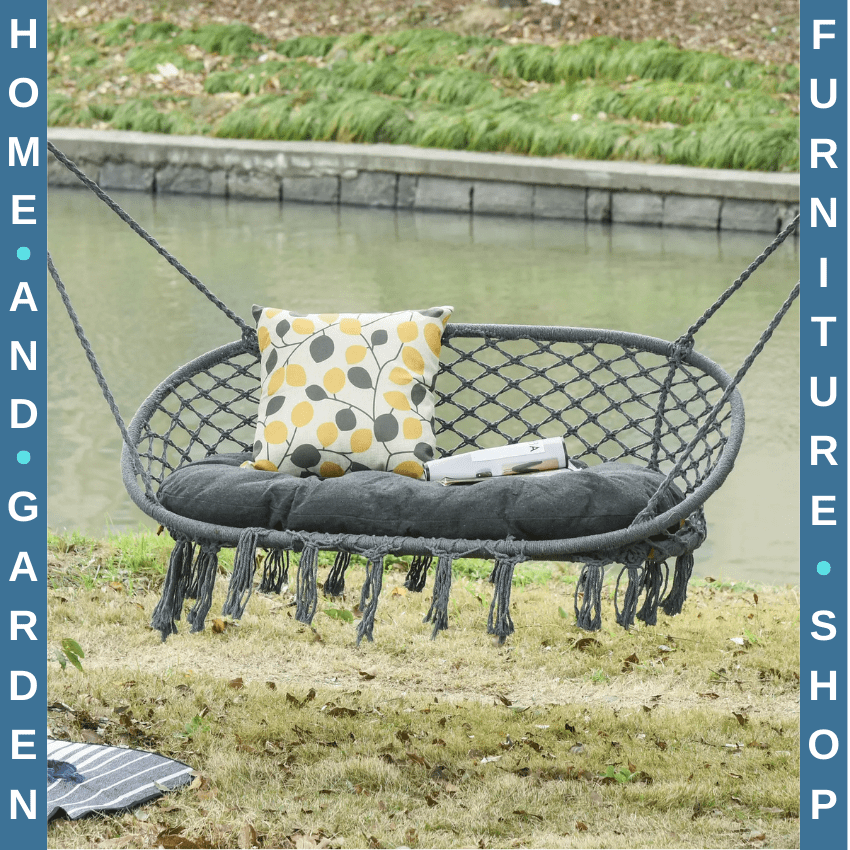 Hanging Cotton Rope Hammock Chair Swing with Cushion for Indoor Outdoor Relaxing - Home and Garden Furniture Shop - rustic - furniture
