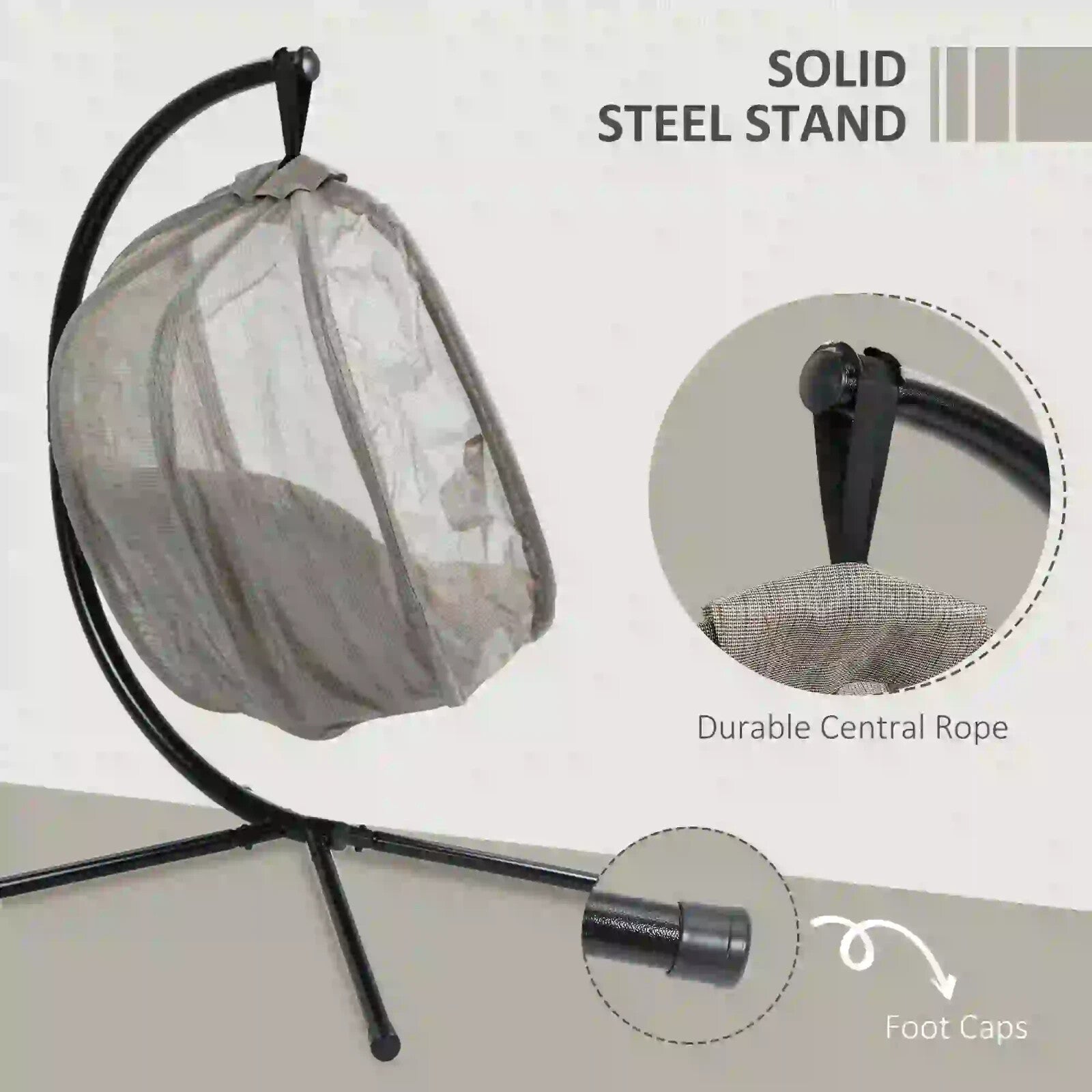 Hanging Egg Chair Folding Swing Hammock with Cushion and Stand for Garden Patio - Home and Garden Furniture Shop - rustic - furniture