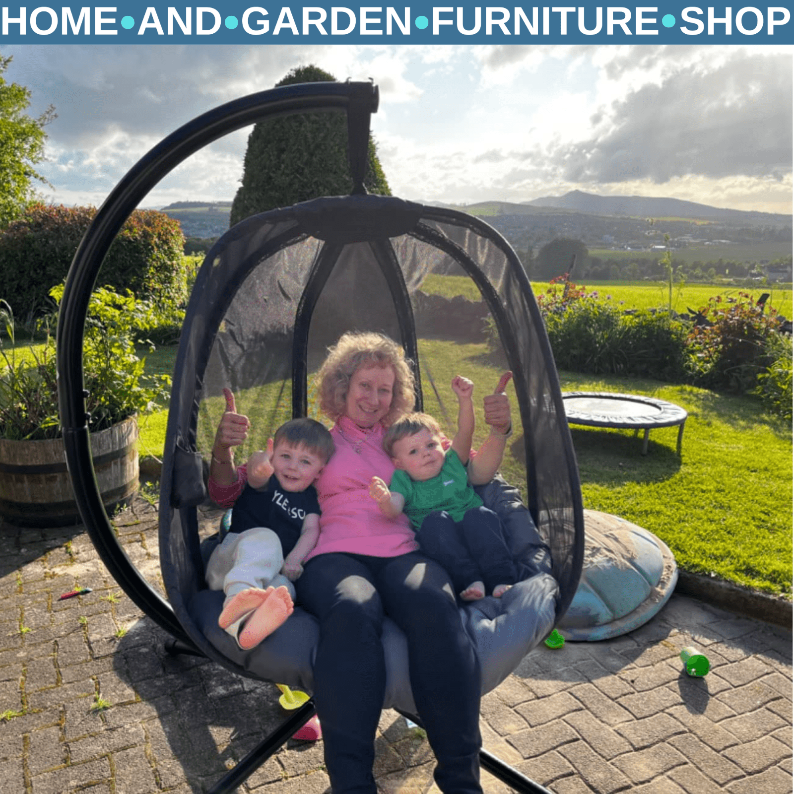 Hanging Egg Chair Folding Swing Hammock with Cushion and Stand for Garden Patio - Home and Garden Furniture Shop - rustic - furniture