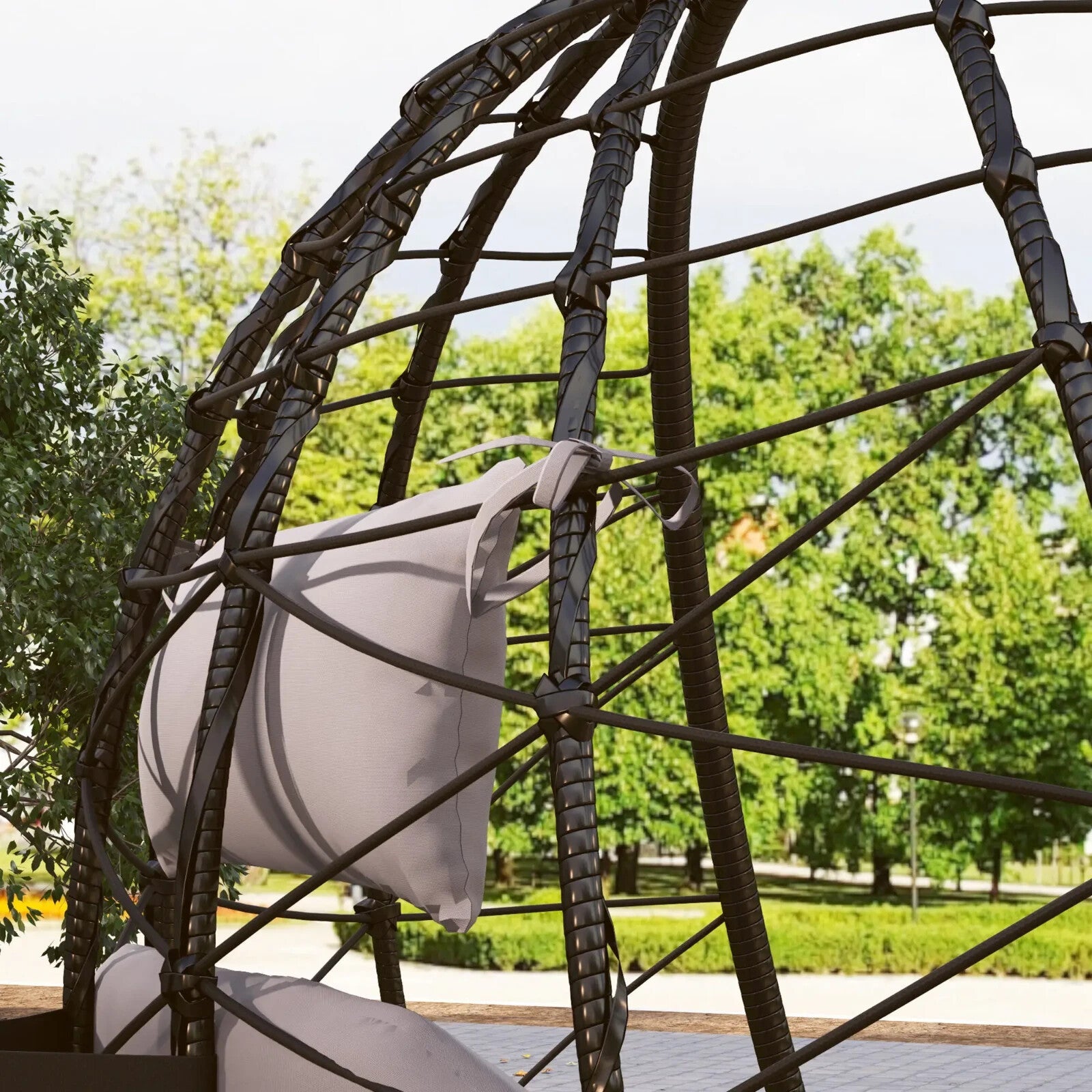 Hanging Egg Chair Indoor Outdoor Garden Swing Chair with Folding Basket Cushion - Home and Garden Furniture Shop - rustic - furniture