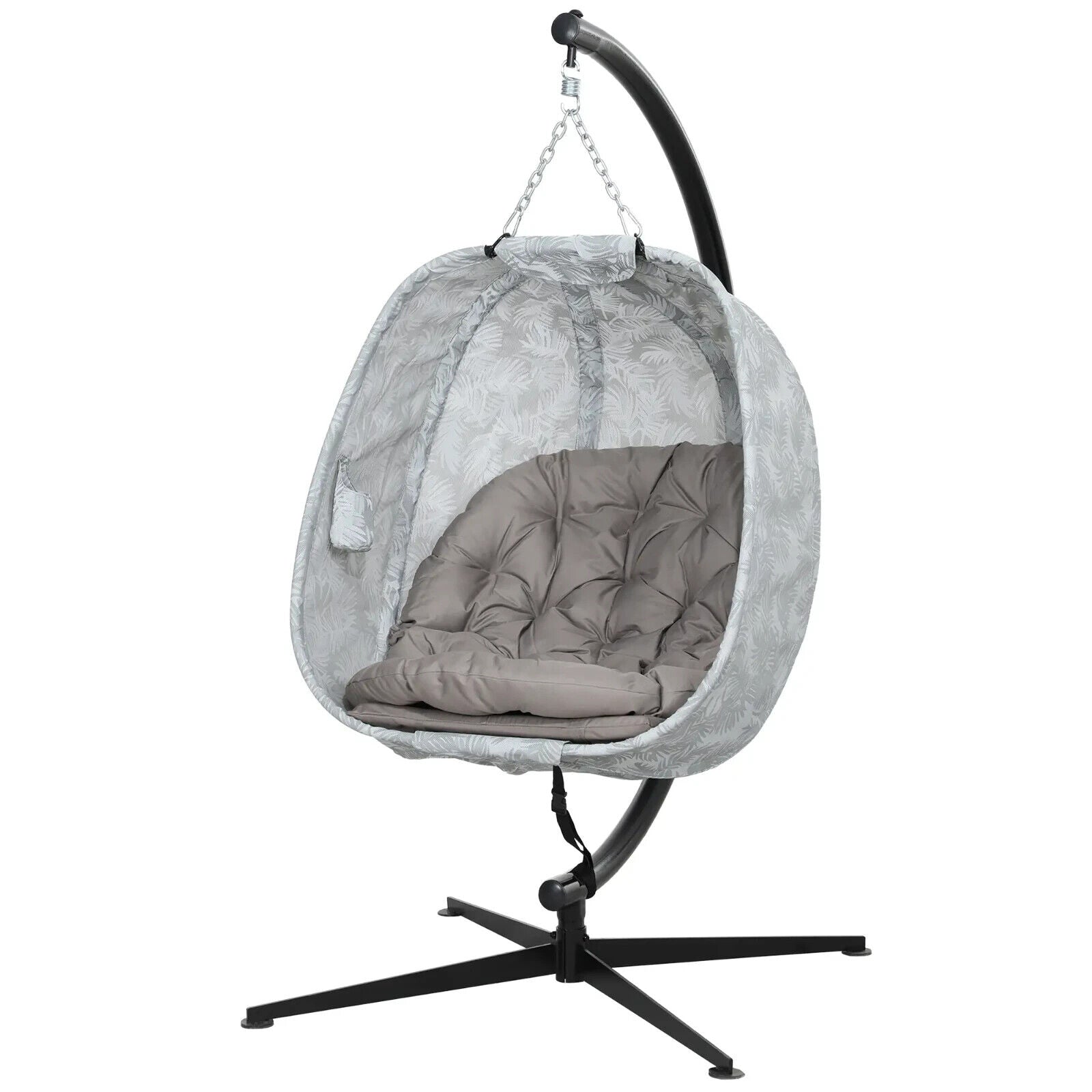 Hanging Egg Chair Indoor Outdoor Garden Swing Chair with Stand & Folding Basket - Home and Garden Furniture Shop - #rustic - furniture#