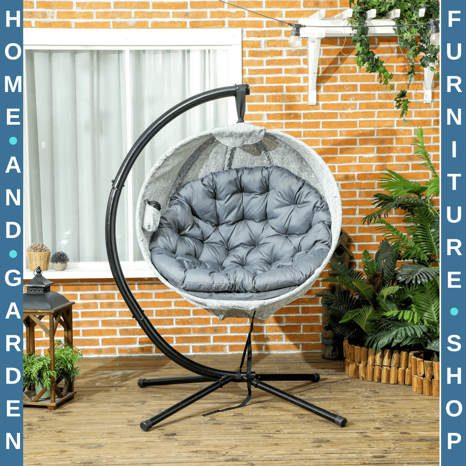 Hanging Egg Chair Swing w/ Stand Folding Basket Indoor/Outdoor Lounge Seat - Home and Garden Furniture Shop - rustic - furniture