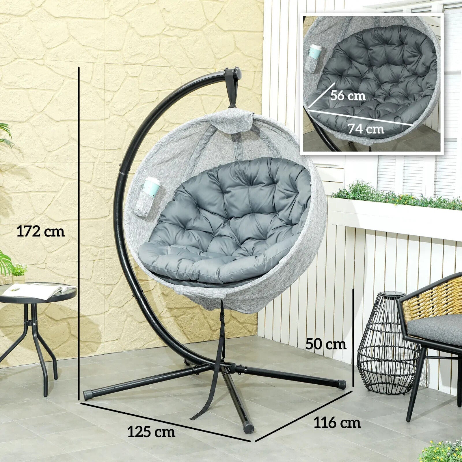 Hanging Egg Chair Swing w/ Stand Folding Basket Indoor/Outdoor Lounge Seat - Home and Garden Furniture Shop - #rustic - furniture#