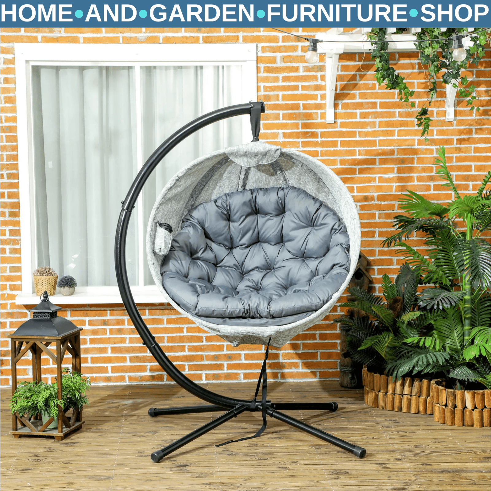 Hanging Egg Chair Swing w/ Stand Folding Basket Indoor/Outdoor Lounge Seat - Home and Garden Furniture Shop - rustic - furniture