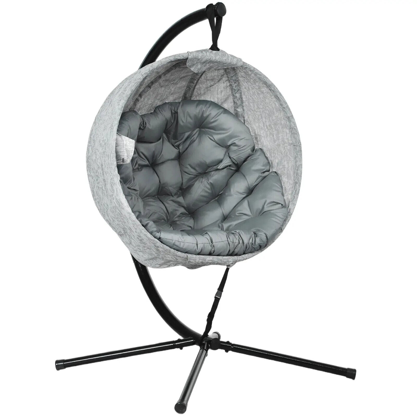 Hanging Egg Chair Swing w/ Stand Folding Basket Indoor/Outdoor Lounge Seat - Home and Garden Furniture Shop - #rustic - furniture#
