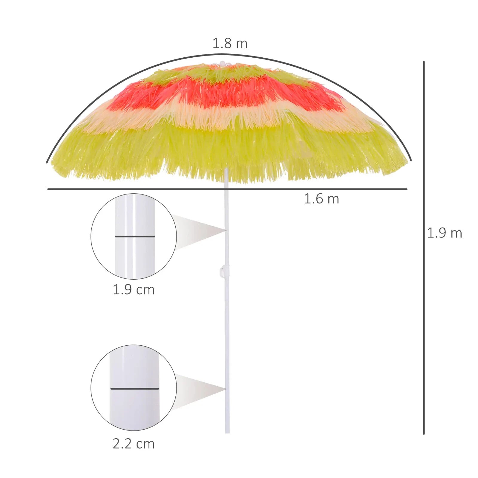 Hawaiian Parasol Sun Shelter Folding Tilting Crank Powder - Coated Multi - Colour - Home and Garden Furniture Shop - rustic - furniture