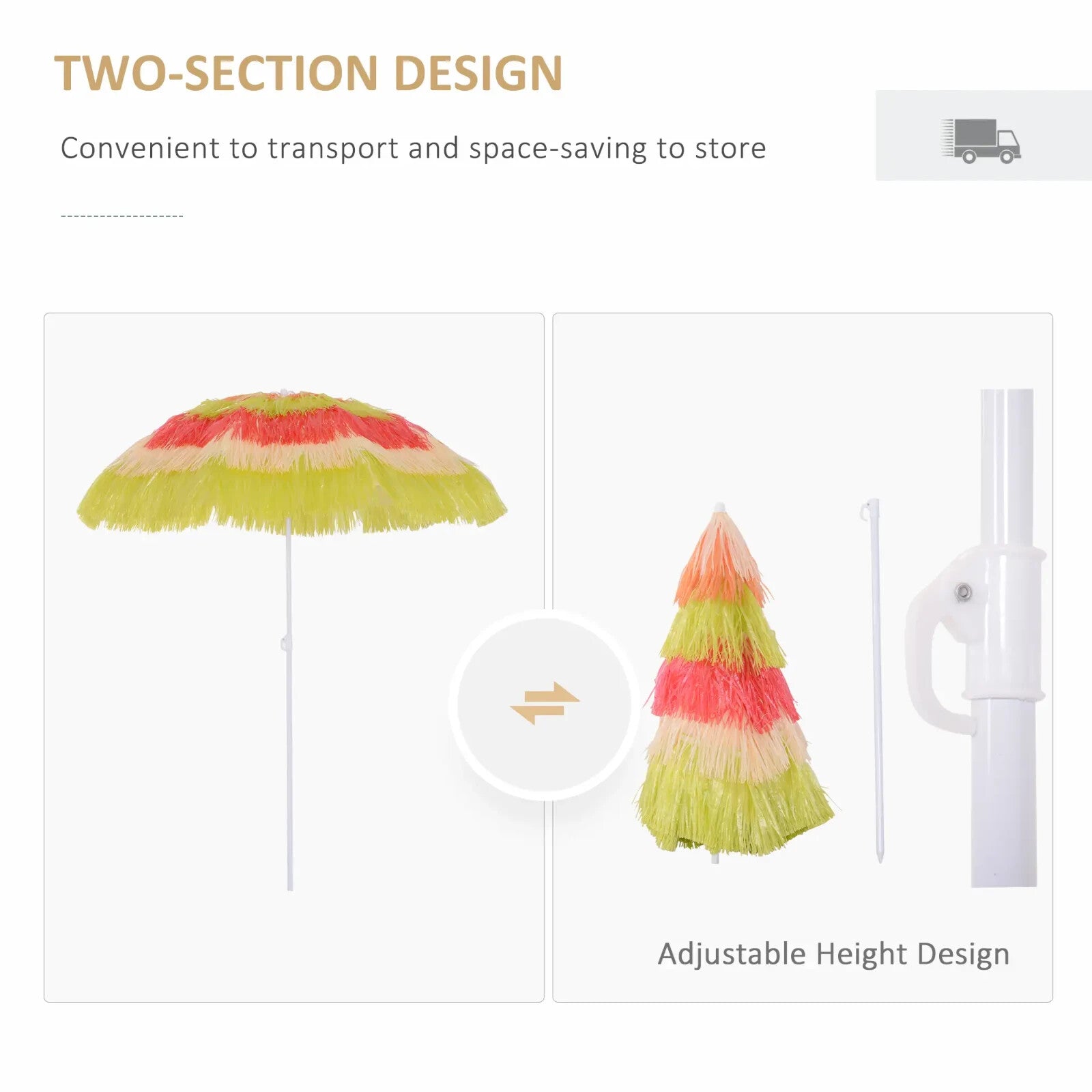 Hawaiian Parasol Sun Shelter Folding Tilting Crank Powder - Coated Multi - Colour - Home and Garden Furniture Shop - rustic - furniture