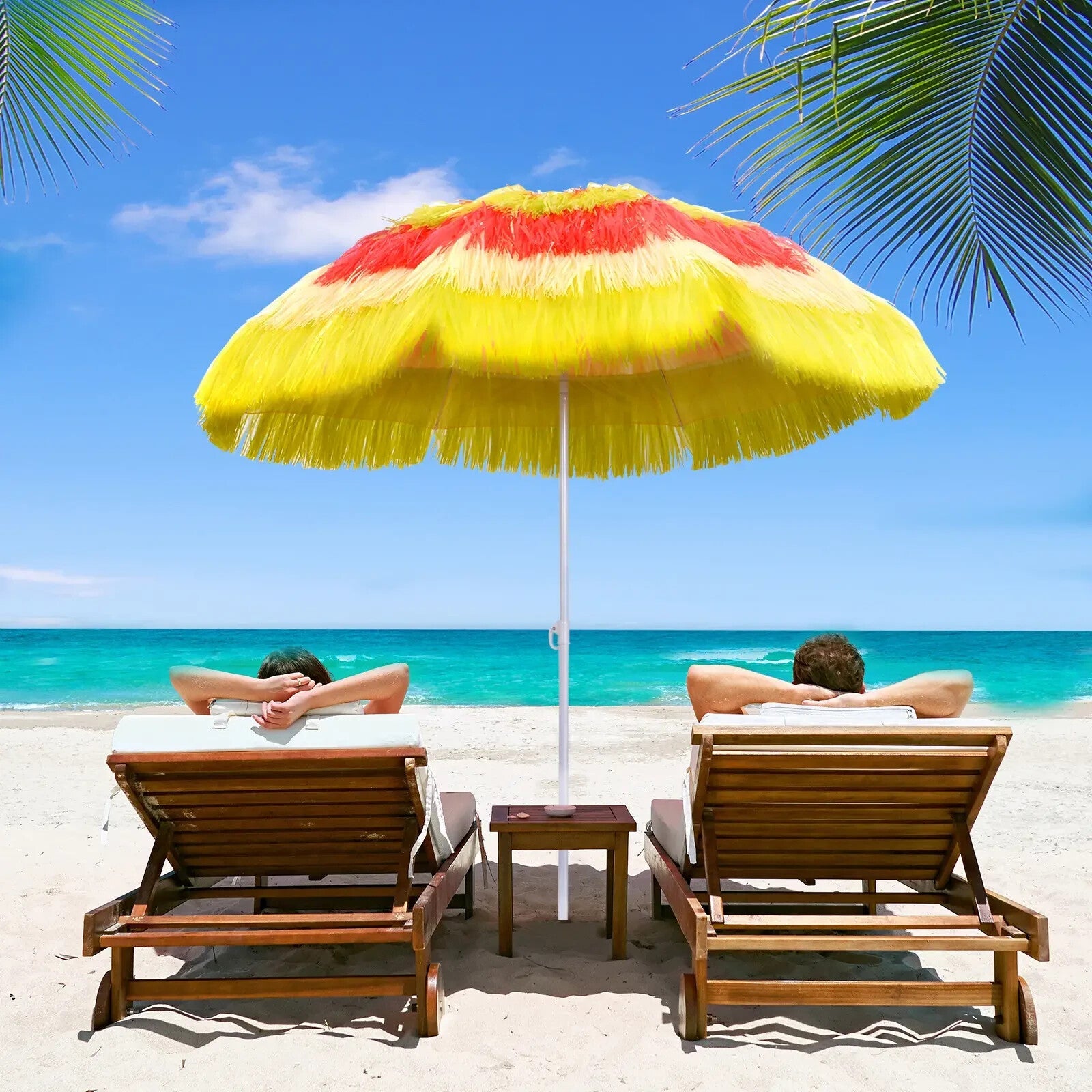 Hawaiian Parasol Sun Shelter Folding Tilting Crank Powder - Coated Multi - Colour - Home and Garden Furniture Shop - rustic - furniture