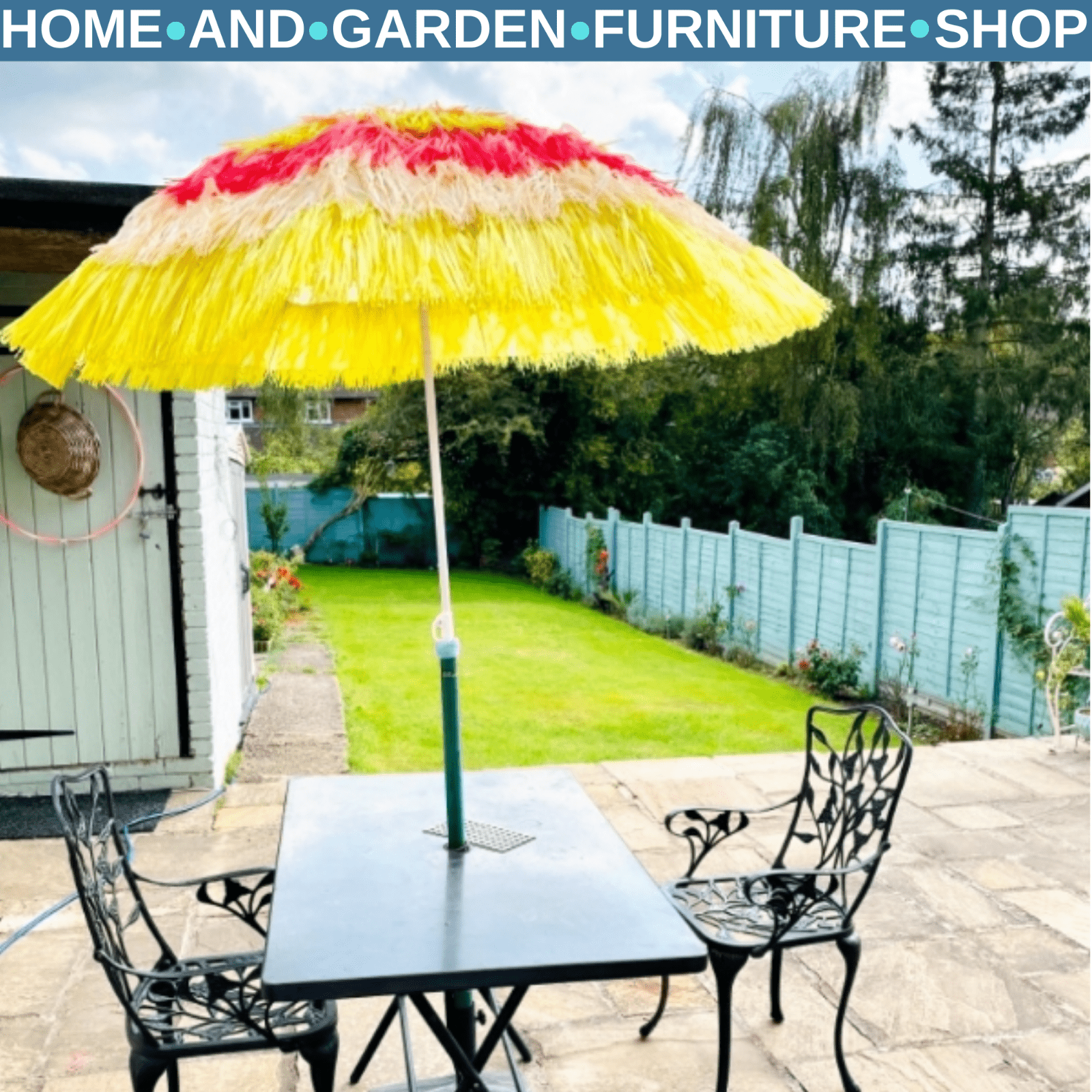 Hawaiian Parasol Sun Shelter Folding Tilting Crank Powder - Coated Multi - Colour - Home and Garden Furniture Shop - rustic - furniture