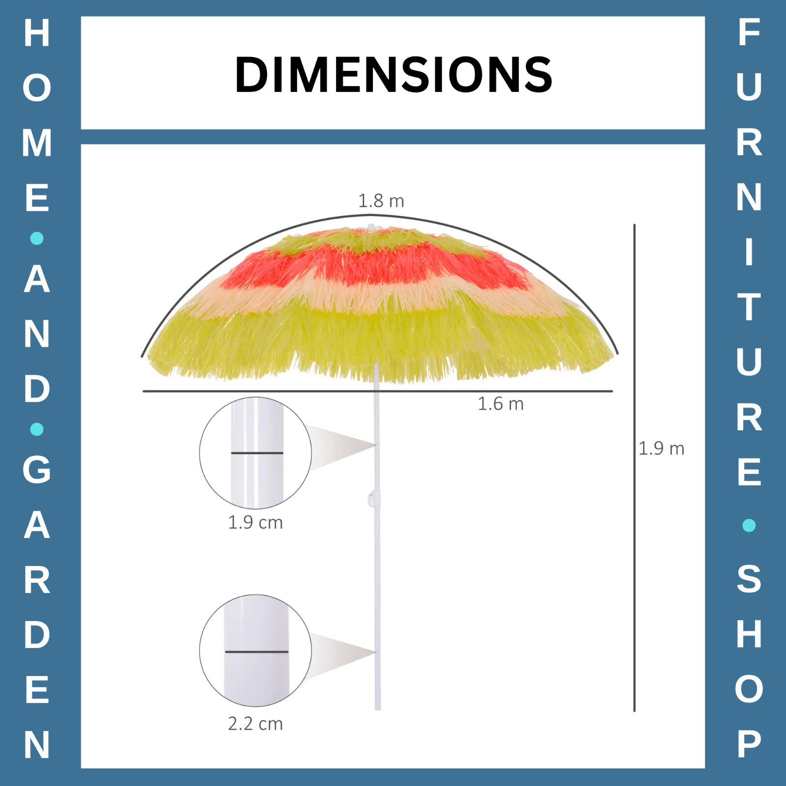 Hawaiian Parasol Sun Shelter Folding Tilting Crank Powder - Coated Multi - Colour - Home and Garden Furniture Shop - rustic - furniture