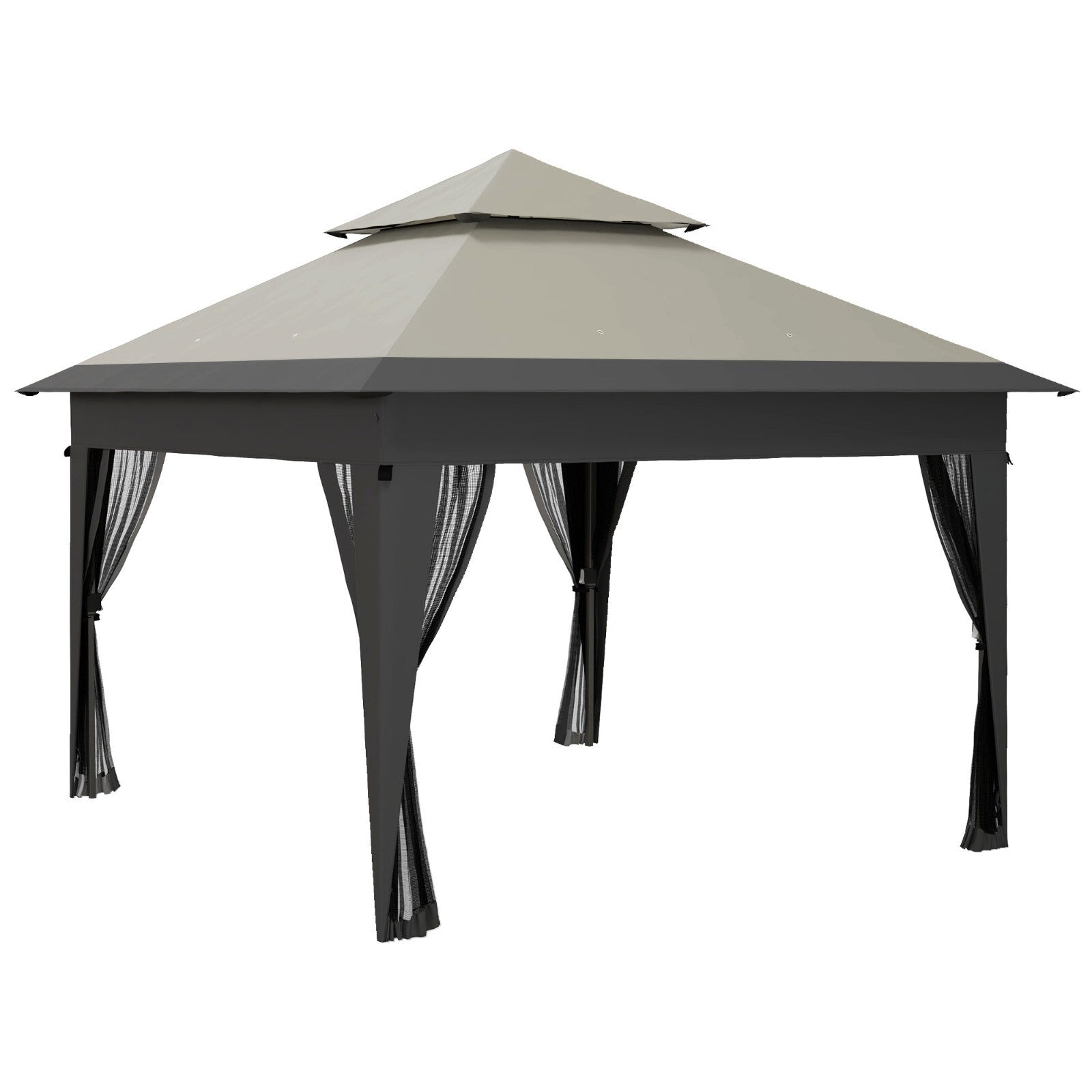 Heavy Duty 3 x 3m Pop Up Gazebo Garden Shelter Mosquito Netting Grey Patio Tent - Home and Garden Furniture Shop - rustic - furniture