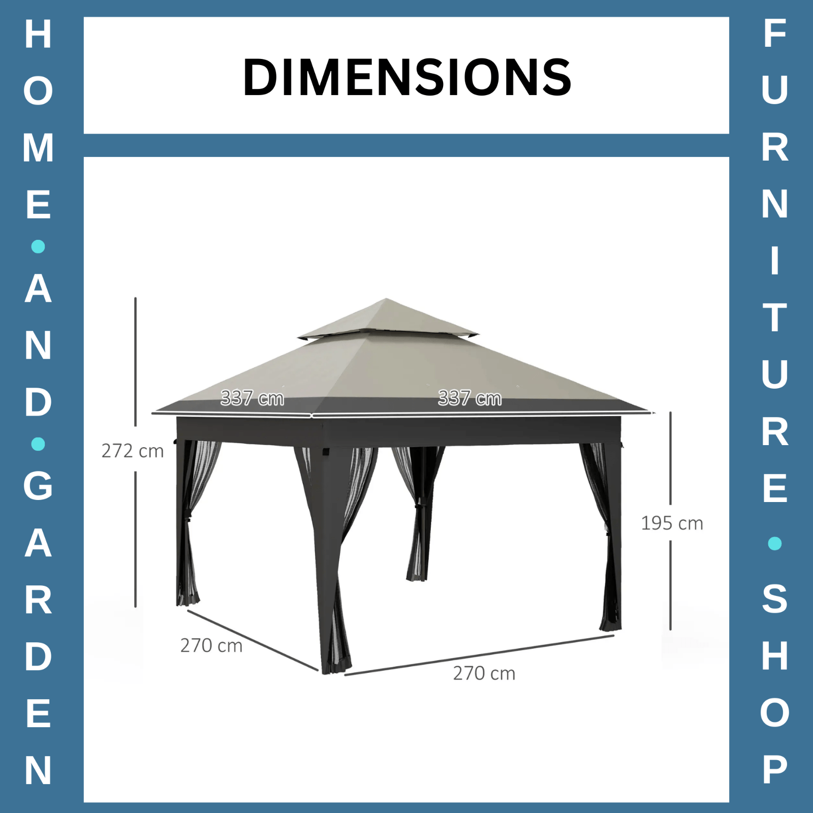 Heavy Duty 3 x 3m Pop Up Gazebo Garden Shelter Mosquito Netting Grey Patio Tent - Home and Garden Furniture Shop - rustic - furniture