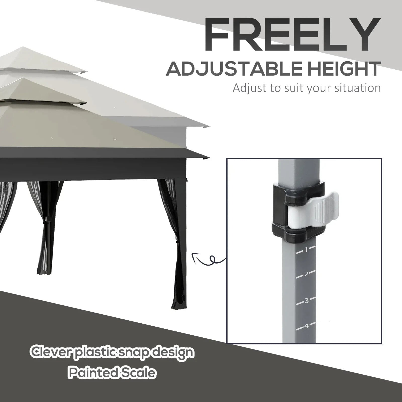 Heavy Duty 3 x 3m Pop Up Gazebo Garden Shelter Mosquito Netting Grey Patio Tent - Home and Garden Furniture Shop - rustic - furniture