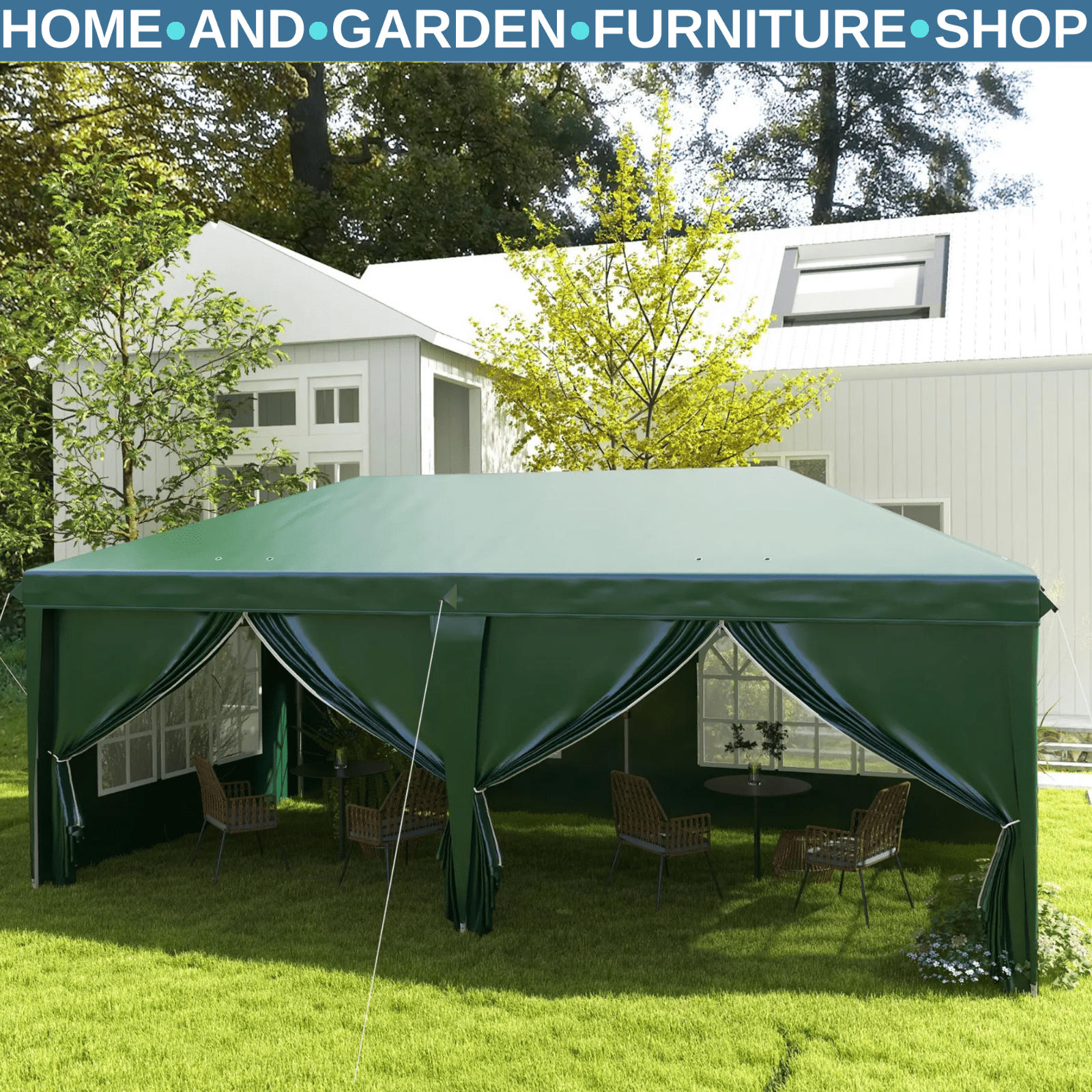 Heavy Duty 3 x 6m Pop - Up Gazebo Curtain Walls Windows Wedding Marquee Party Tent - Home and Garden Furniture Shop - rustic - furniture