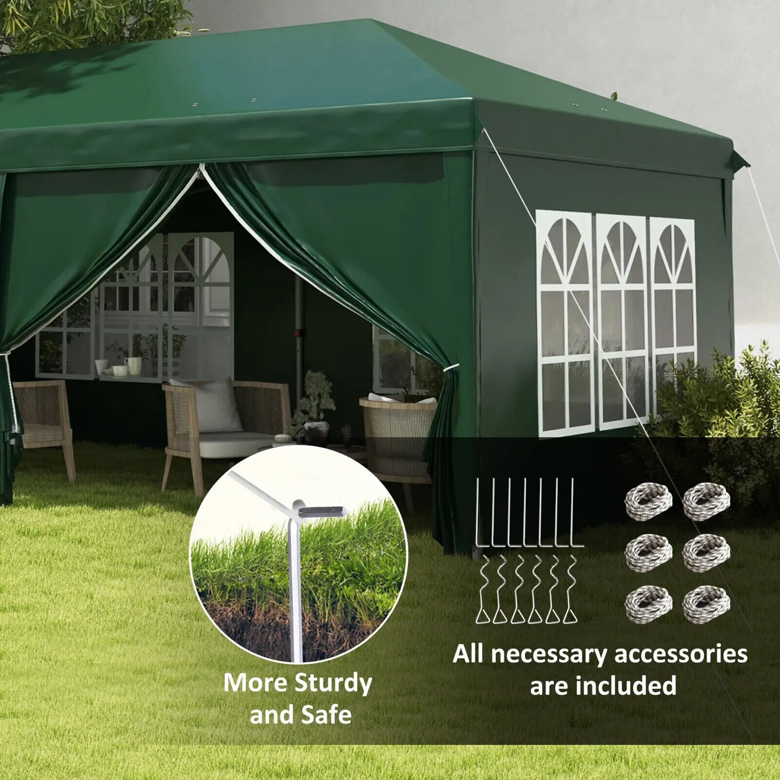 Heavy Duty 3 x 6m Pop - Up Gazebo Curtain Walls Windows Wedding Marquee Party Tent - Home and Garden Furniture Shop - #rustic - furniture#