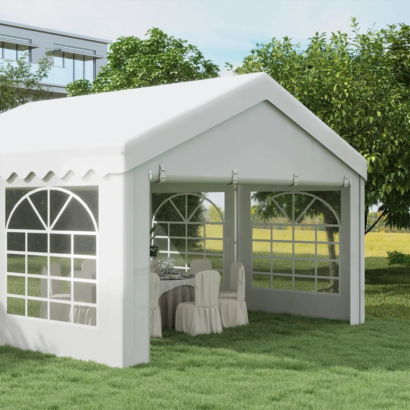 Heavy Duty Garden Gazebo Marquee Tent Steel Frame Outdoor Event Shelter White - Home and Garden Furniture Shop - rustic - furniture