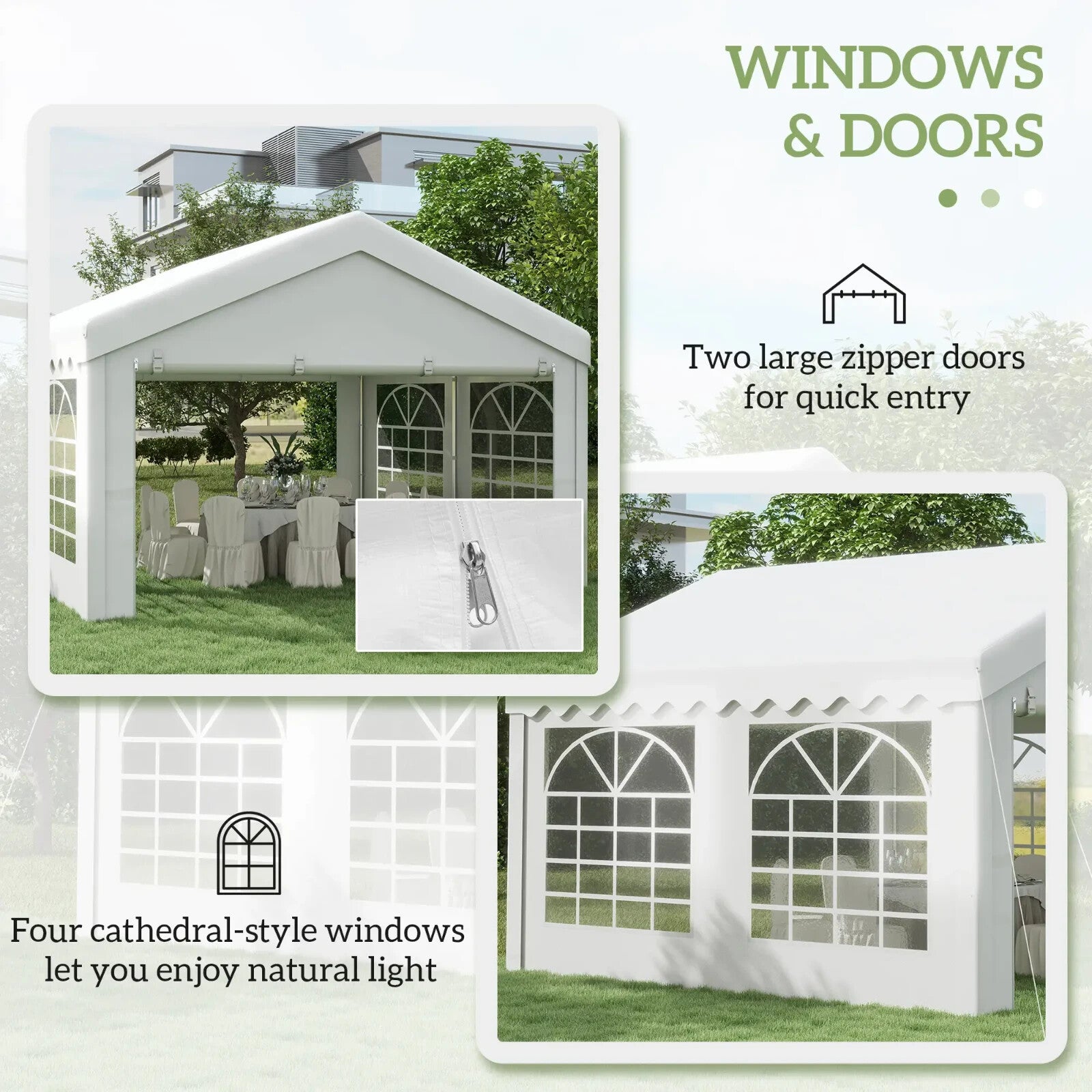 Heavy Duty Garden Gazebo Marquee Tent Steel Frame Outdoor Event Shelter White - Home and Garden Furniture Shop - rustic - furniture