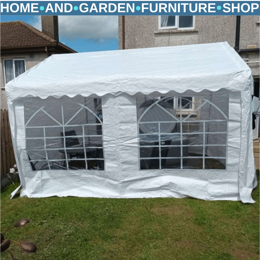 Heavy Duty Garden Gazebo Marquee Tent Steel Frame Outdoor Event Shelter White - Home and Garden Furniture Shop - rustic - furniture