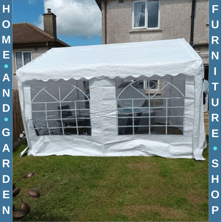 Heavy Duty Garden Gazebo Marquee Tent Steel Frame Outdoor Event Shelter White - Home and Garden Furniture Shop - rustic - furniture