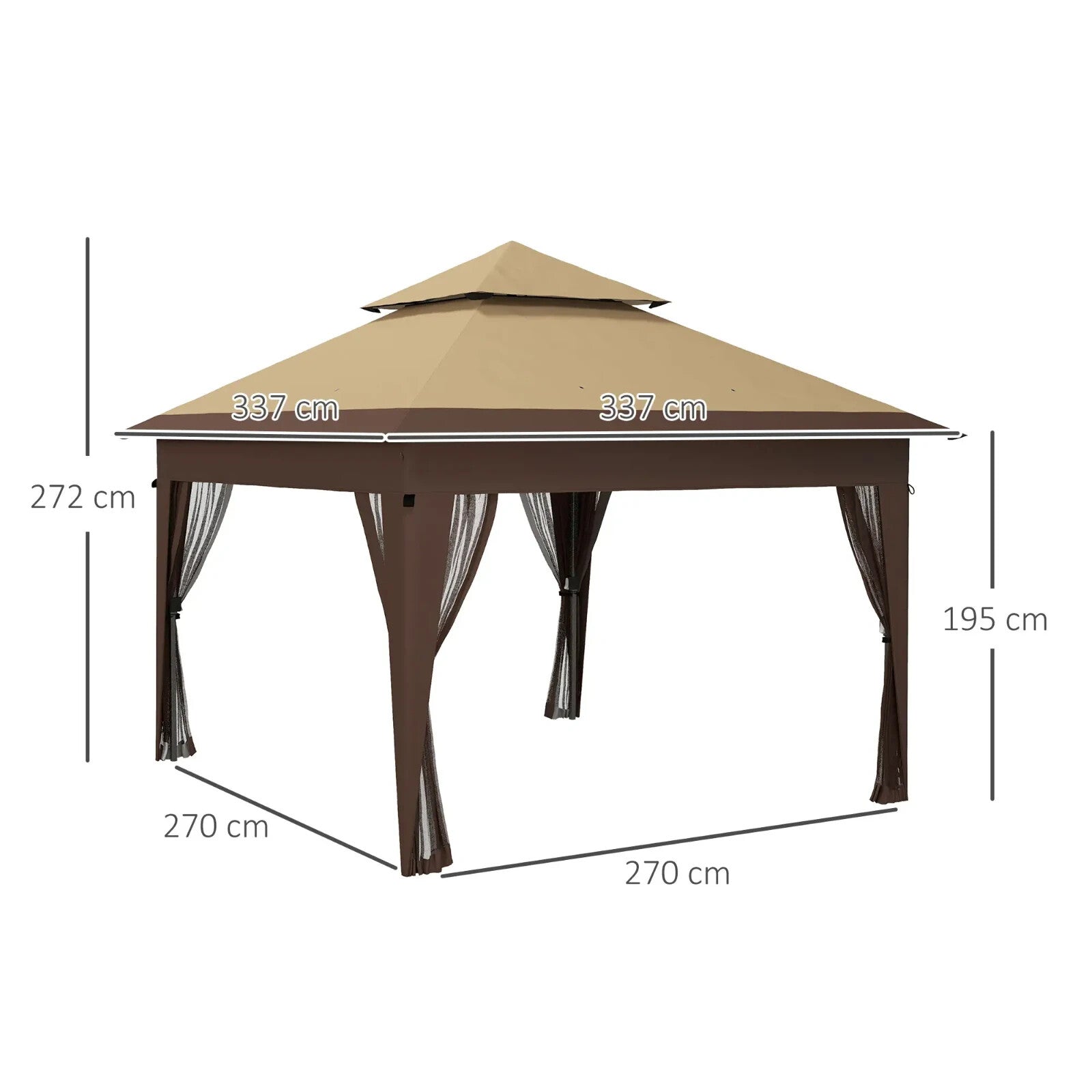Heavy Duty Garden Pop Up Gazebo Instant Shelter Mosquito Netting Khaki 3x3m Tent - Home and Garden Furniture Shop - rustic - furniture