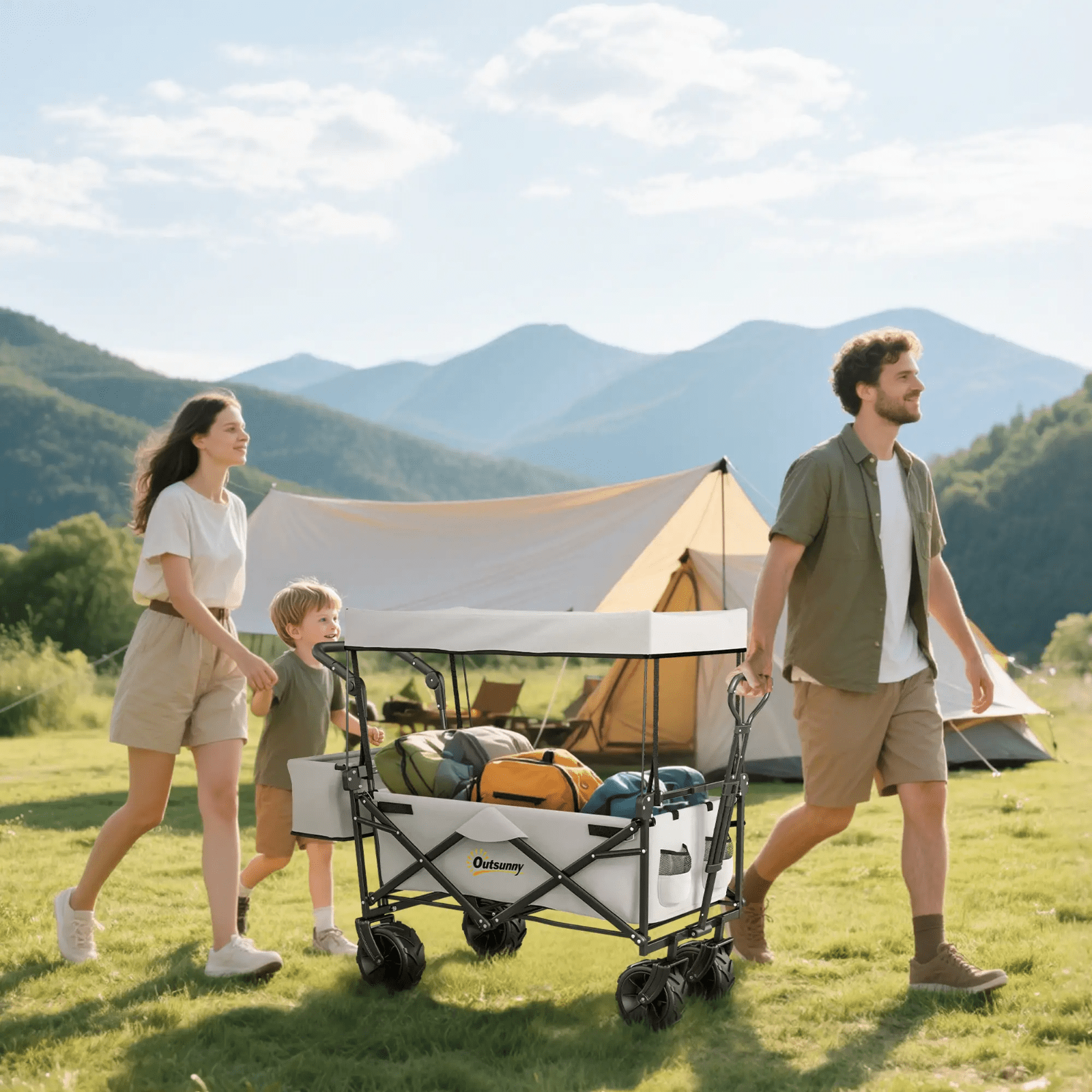 Heavy Duty Garden Trolley Cart Foldable Camping Outdoor Wagon 120L Wheelbarrow - Home and Garden Furniture Shop - rustic - furniture