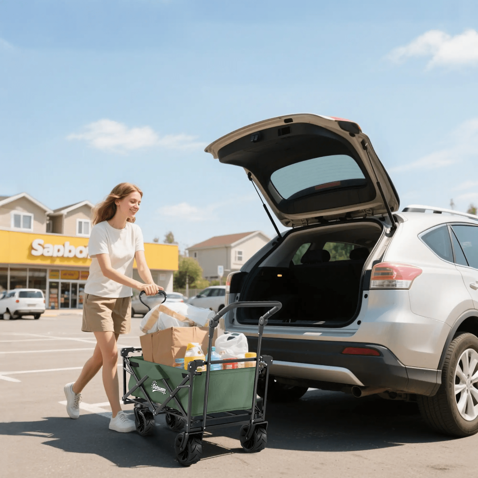 Heavy Duty Garden Trolley Cart Foldable Camping Outdoor Wagon 120L Wheelbarrow - Home and Garden Furniture Shop - rustic - furniture