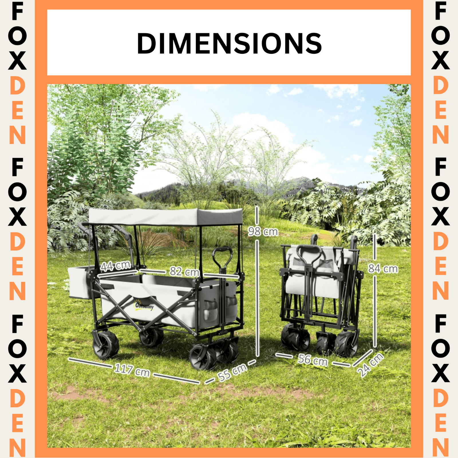 Heavy Duty Garden Trolley Cart Foldable Camping Outdoor Wagon 120L Wheelbarrow - Home and Garden Furniture Shop - rustic - furniture