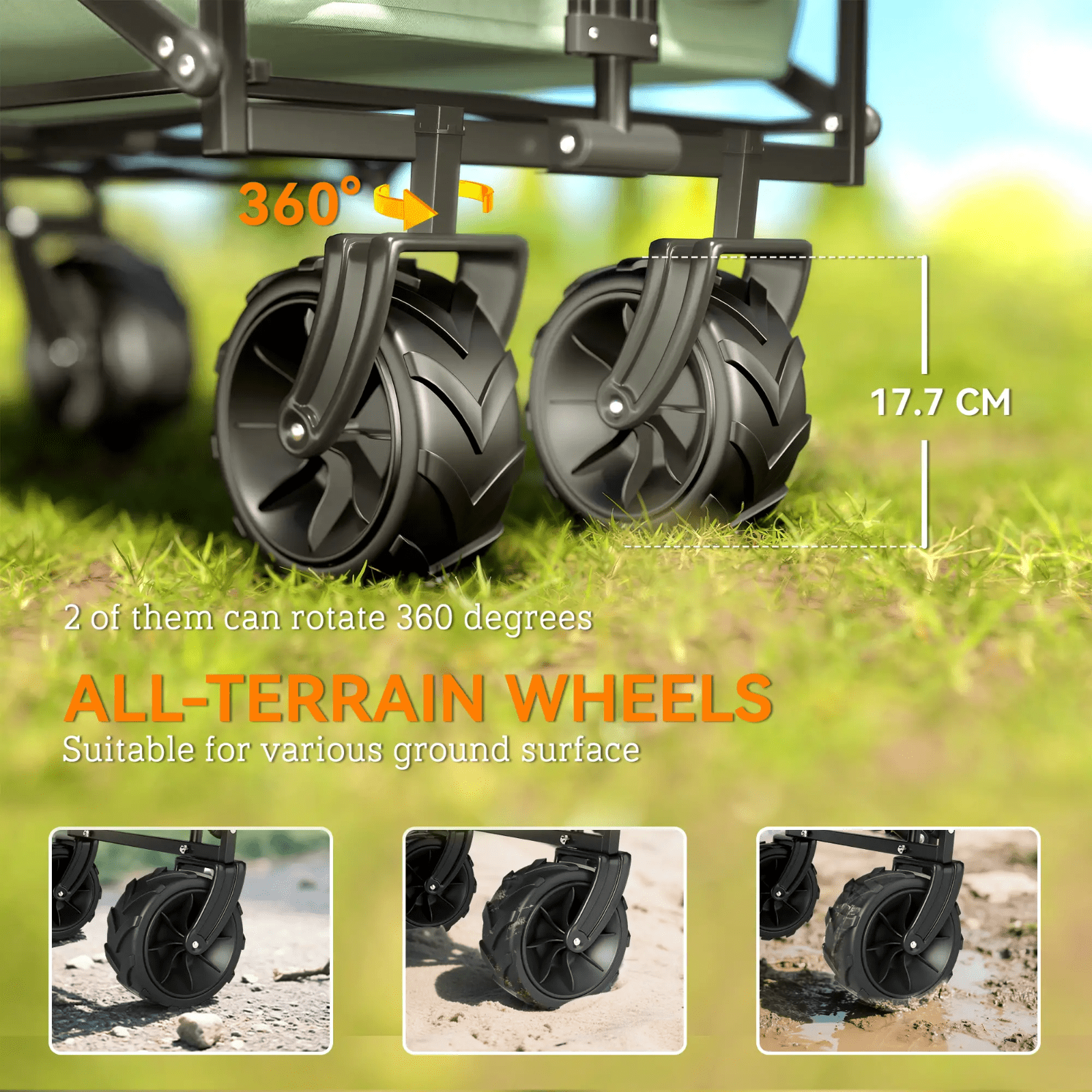 Heavy Duty Garden Trolley Cart Foldable Camping Outdoor Wagon 120L Wheelbarrow - Home and Garden Furniture Shop - rustic - furniture