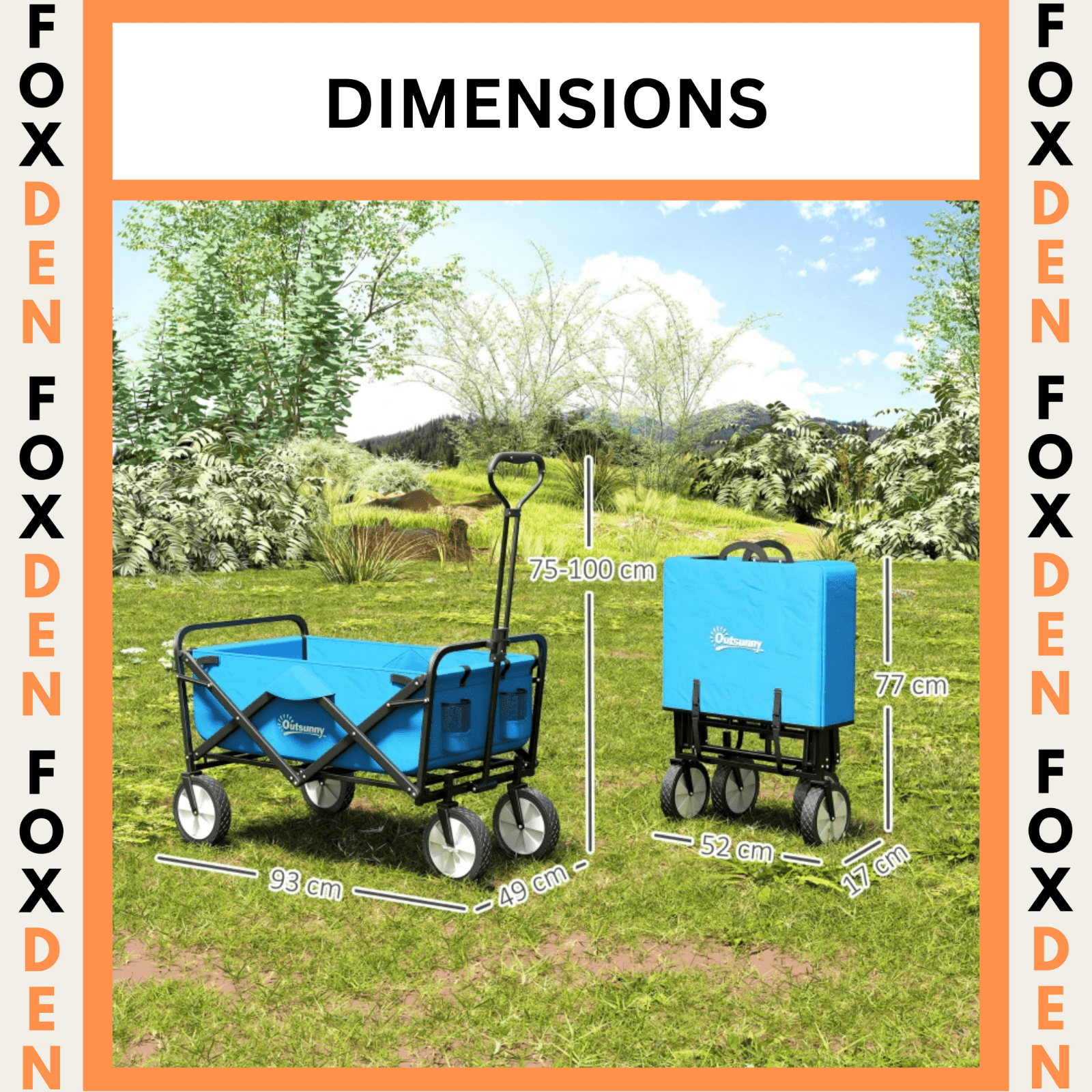 Heavy Duty Garden Trolley Cart Foldable Camping Outdoor Wagon 90L Wheelbarrow - Home and Garden Furniture Shop - rustic - furniture