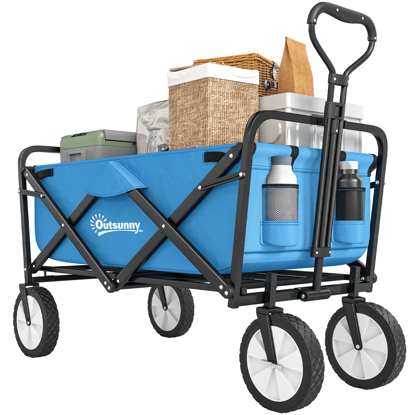 Heavy Duty Garden Trolley Cart Foldable Camping Outdoor Wagon 90L Wheelbarrow - Home and Garden Furniture Shop - rustic - furniture