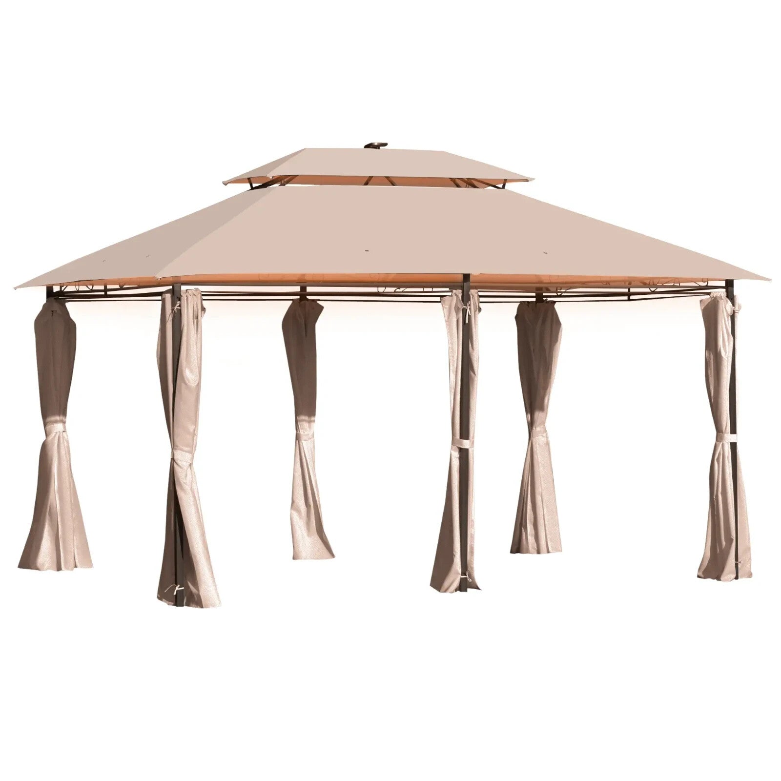 Heavy Duty Gazebo Garden Pavilion Double Canopy Roof Outdoor LED Solar Light 4m - Home and Garden Furniture Shop - rustic - furniture