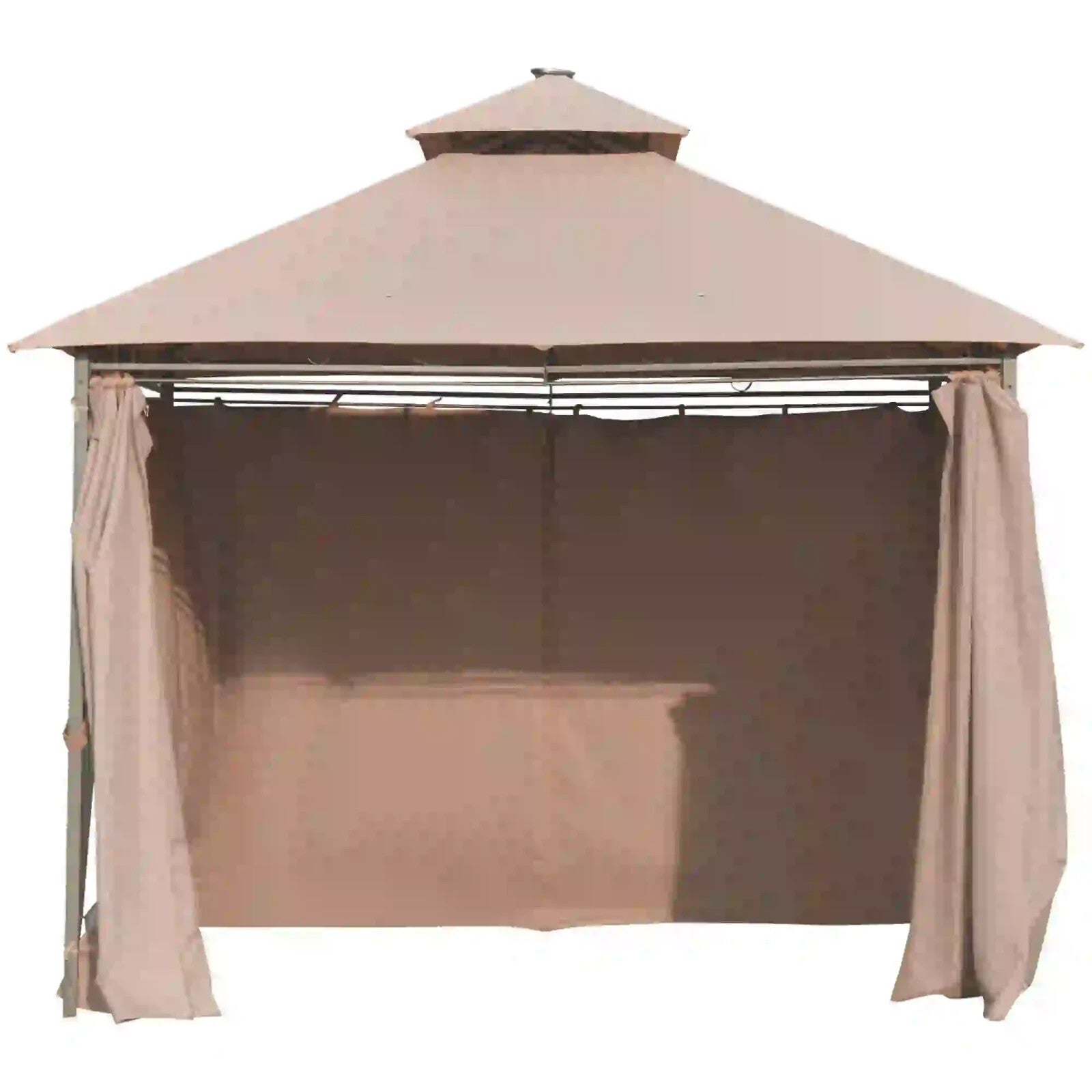 Heavy Duty Gazebo Garden Pavilion Double Canopy Roof Outdoor LED Solar Light 4m - Home and Garden Furniture Shop - rustic - furniture