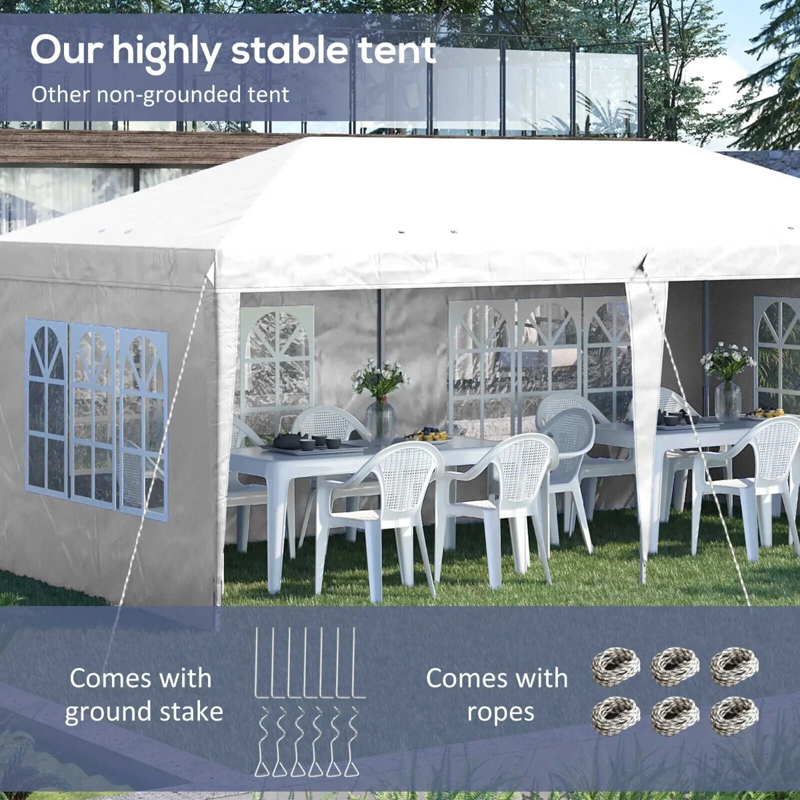 Heavy Duty Gazebo Marquee Party Tent with Walls 3 x 6m Wedding Pavilion White - Home and Garden Furniture Shop - #rustic - furniture#