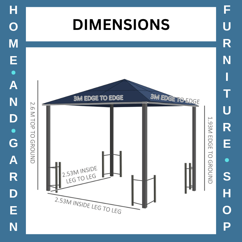 Heavy Duty Gazebo Metal 3x3m Hard Top Polycarbonate Roof Curtains Garden Shelter - Home and Garden Furniture Shop - rustic - furniture
