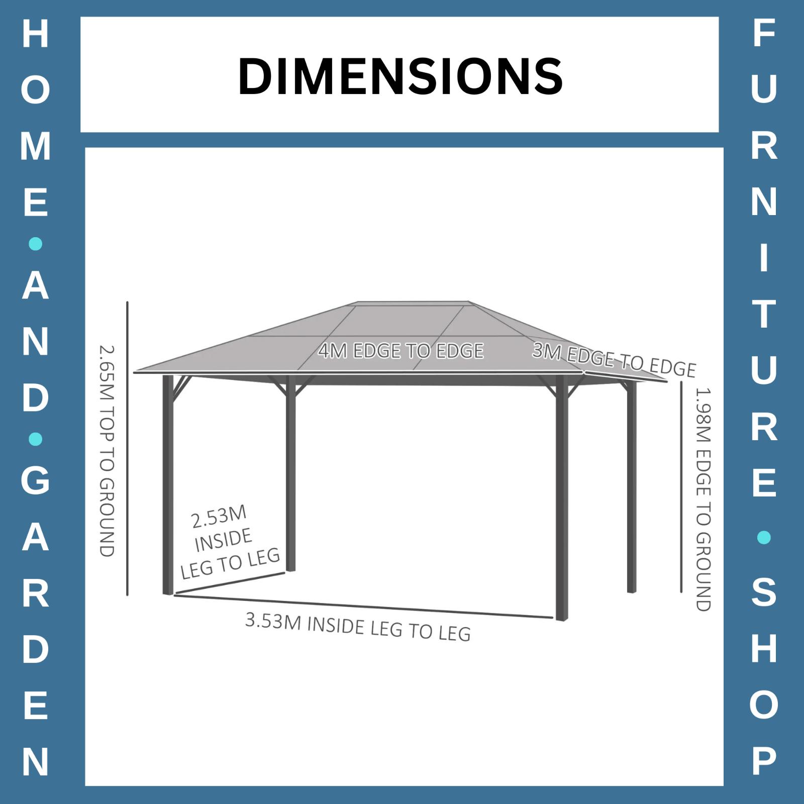 Heavy Duty Gazebo Metal 4x3m Outdoor Garden Shelter Hard Top Roof Patio Canopy - Home and Garden Furniture Shop - rustic - furniture
