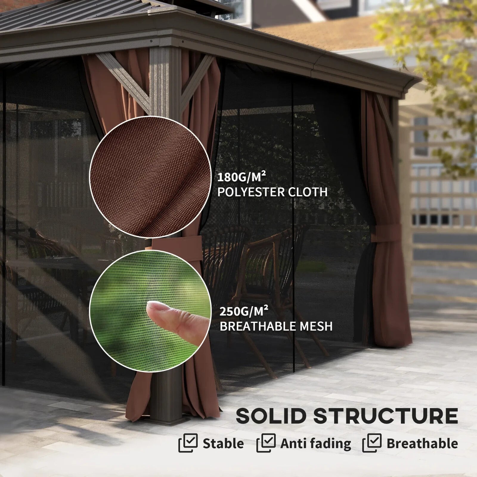 Heavy Duty Gazebo with Sides 3 x 3.7m Metal Hardtop Gazebo Canopy 2 Tier Roof - Home and Garden Furniture Shop - rustic - furniture