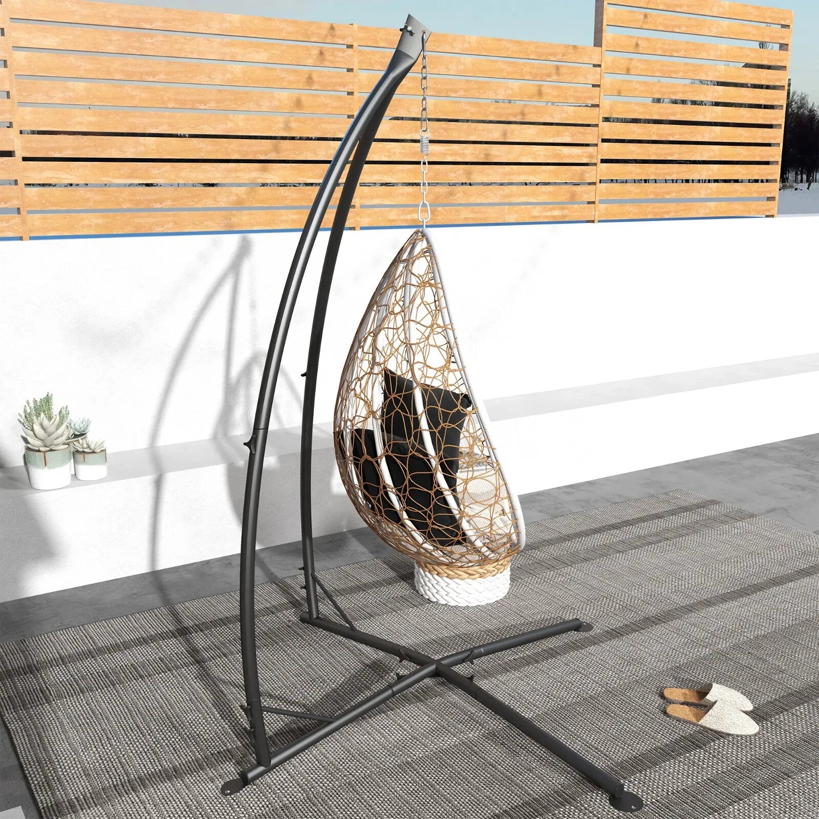 Heavy Duty Hammock Chair Stand Hanging Metal Frame with Chain for Garden Hammock - Home and Garden Furniture Shop - rustic - furniture