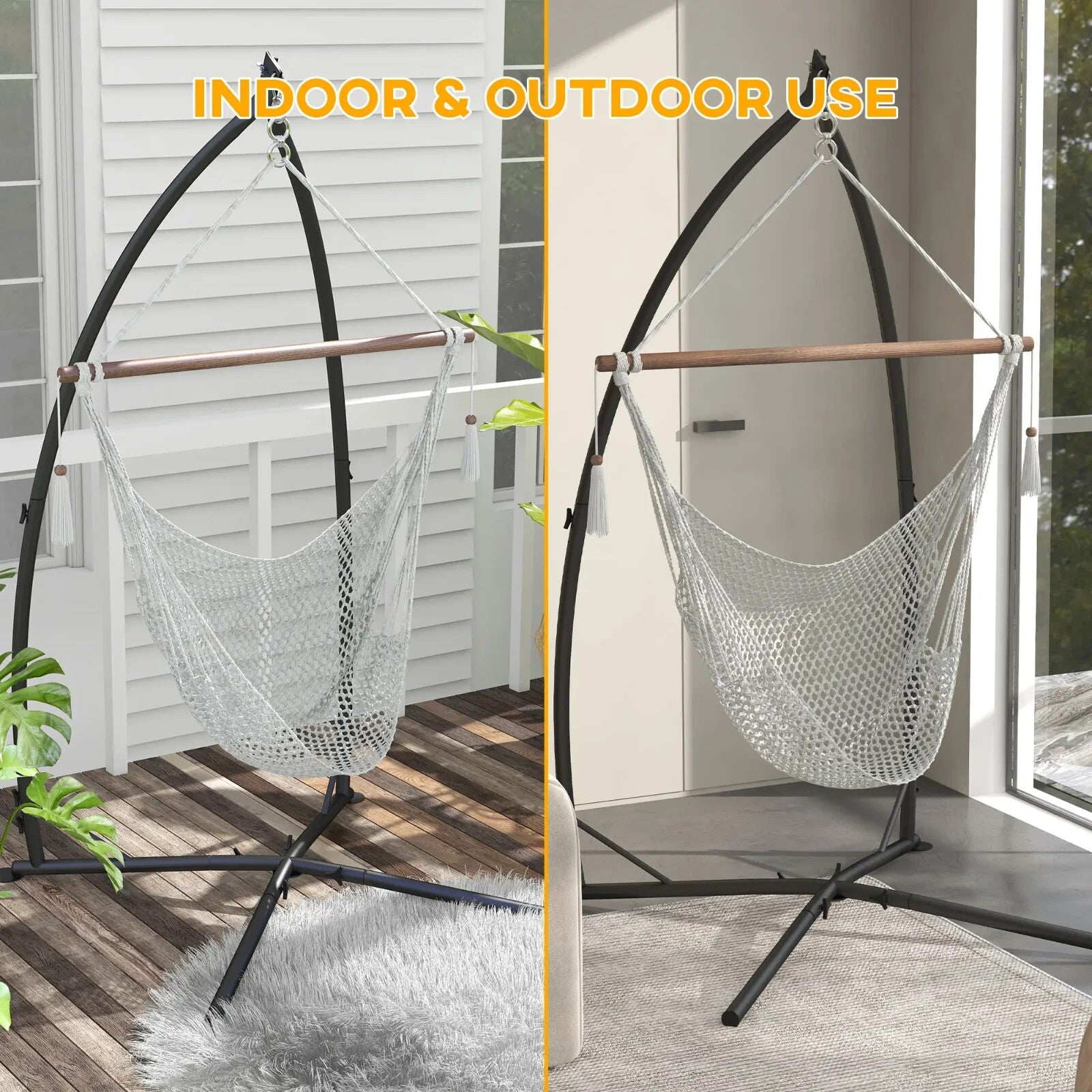 Heavy Duty Hammock Chair Stand Hanging Metal Frame with Chain for Garden Hammock - Home and Garden Furniture Shop - rustic - furniture