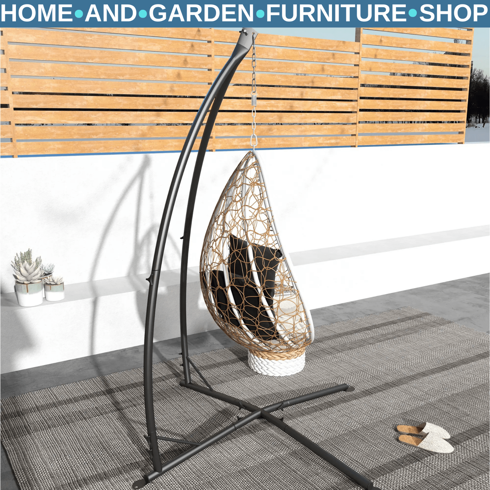 Heavy Duty Hammock Chair Stand Hanging Metal Frame with Chain for Garden Hammock - Home and Garden Furniture Shop - rustic - furniture