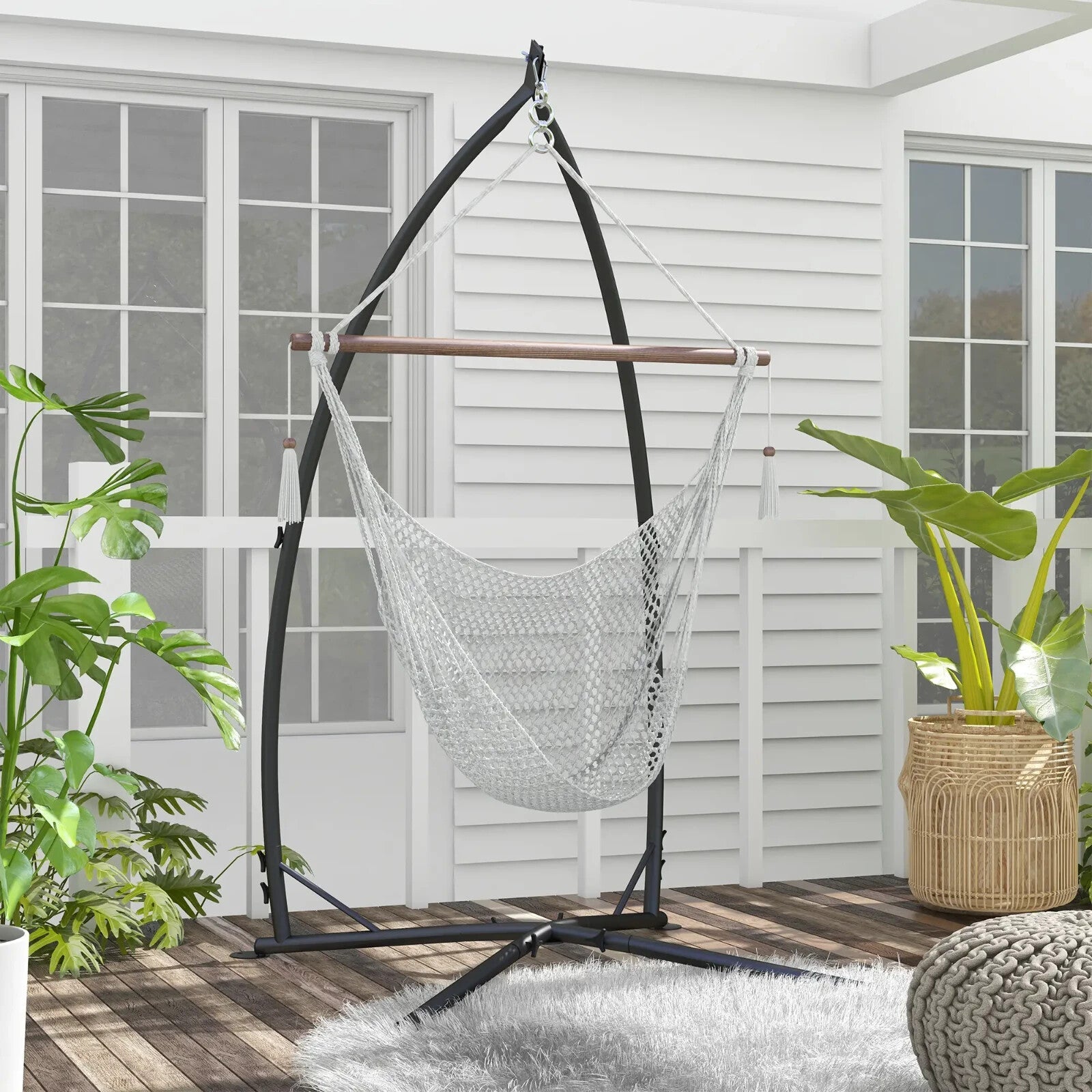 Heavy Duty Hammock Chair Stand Hanging Metal Frame with Chain for Garden Hammock - Home and Garden Furniture Shop - rustic - furniture