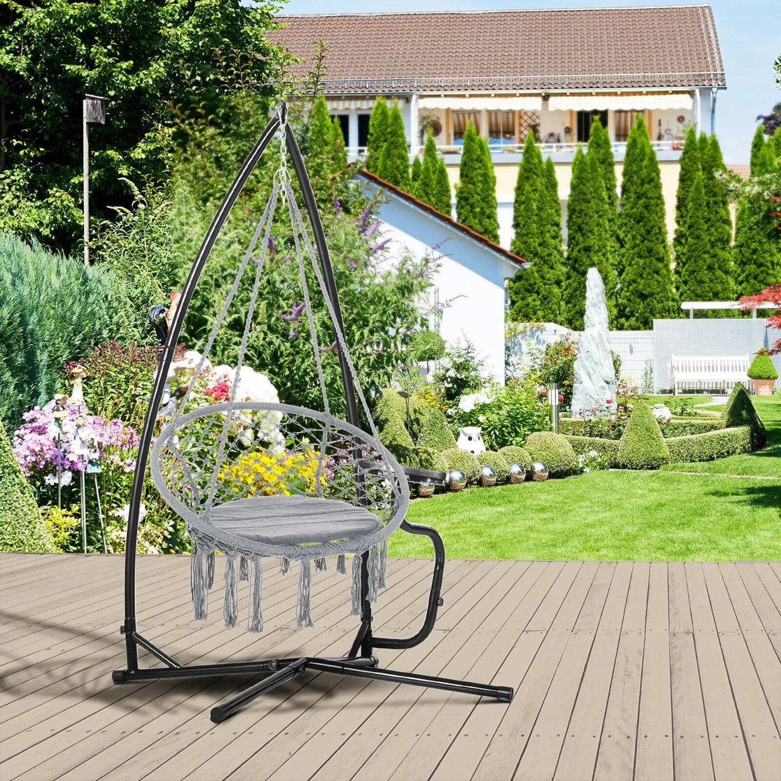 Heavy Duty Metal C - Stand for Hammock Chair Outdoor Swing Seat Support Frame - Home and Garden Furniture Shop - rustic - furniture