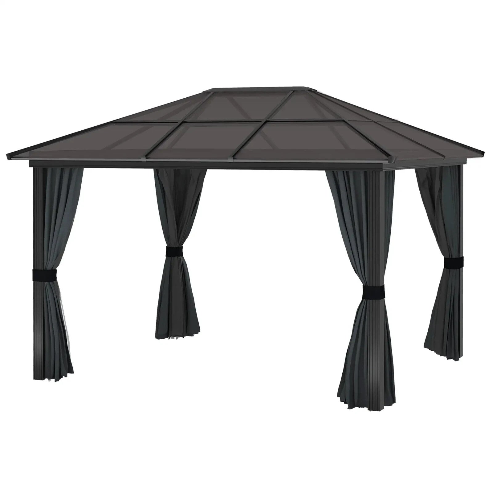 Heavy Duty Metal Gazebo Polycarbonate Hardtop Roof Canopy Side Curtains 3 x 3.6m - Home and Garden Furniture Shop - rustic - furniture